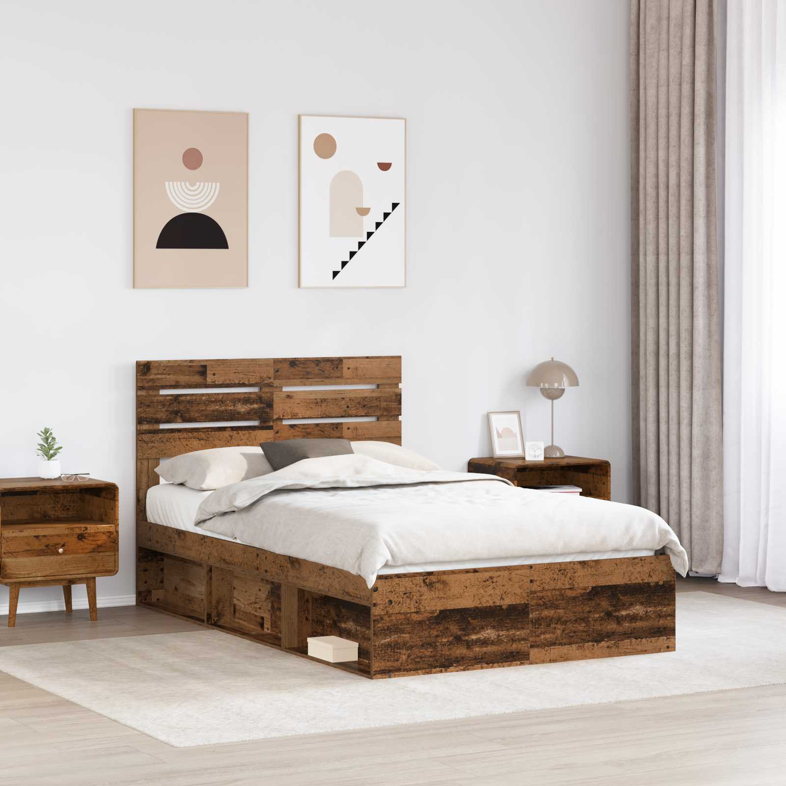 Cadre de lit Bois ancien 120 x 190 cm Pin massif - XIOS