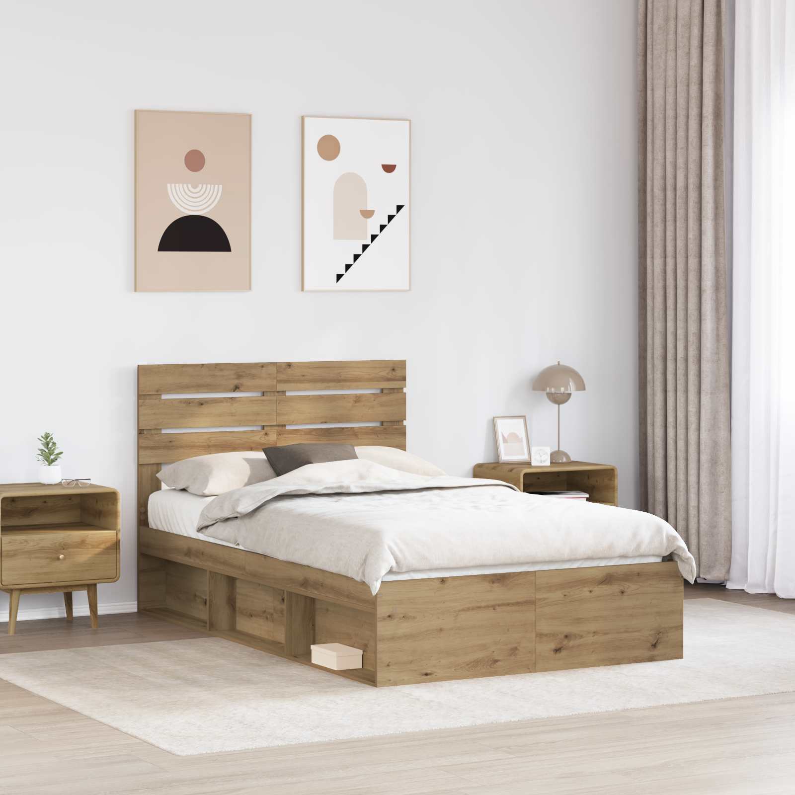 Cadre de lit Chêne artisan 120 x 190 cm Pin massif - XIOS