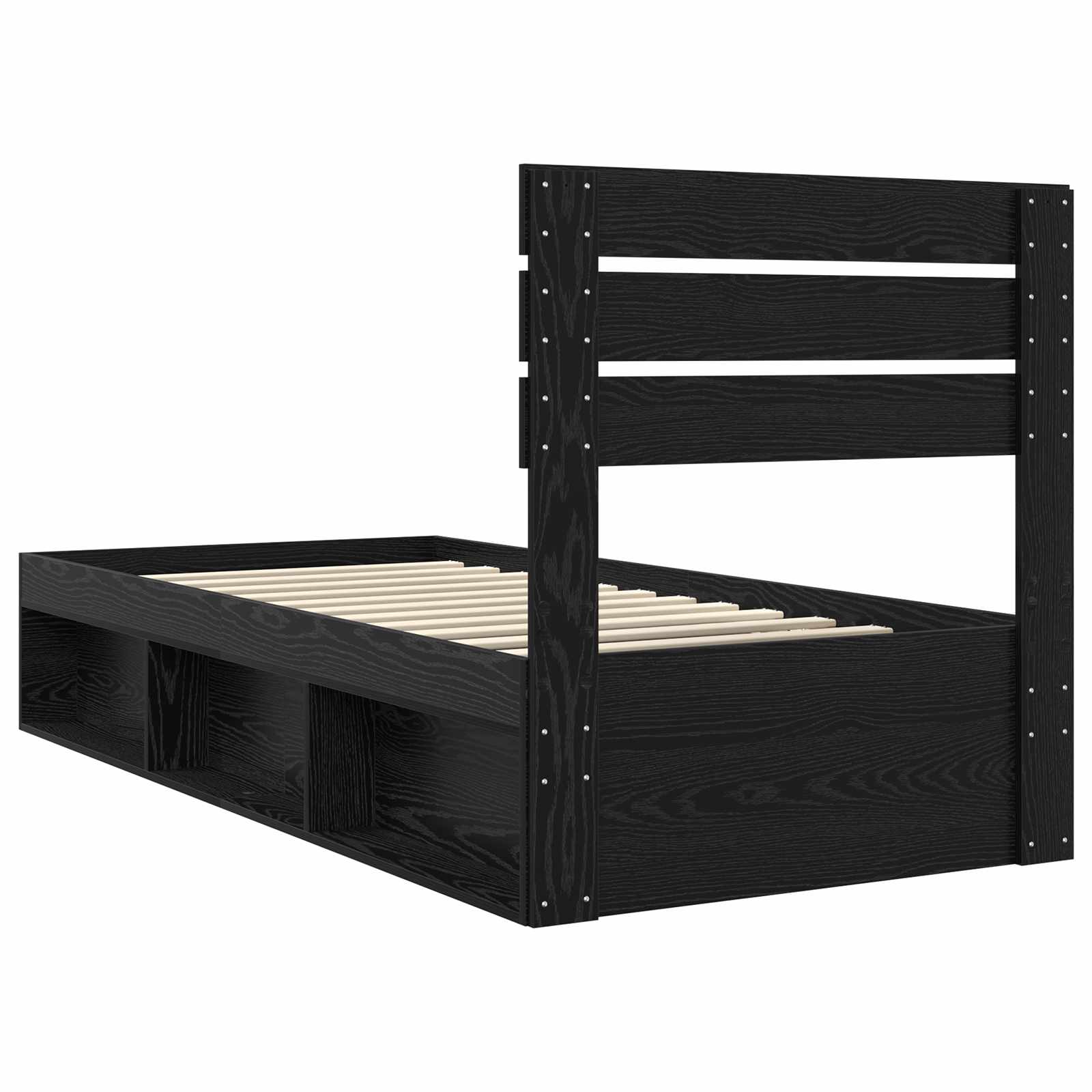 Cadre de lit avec tête de lit Noir 100 x 200 cm Pin massif - XIOS