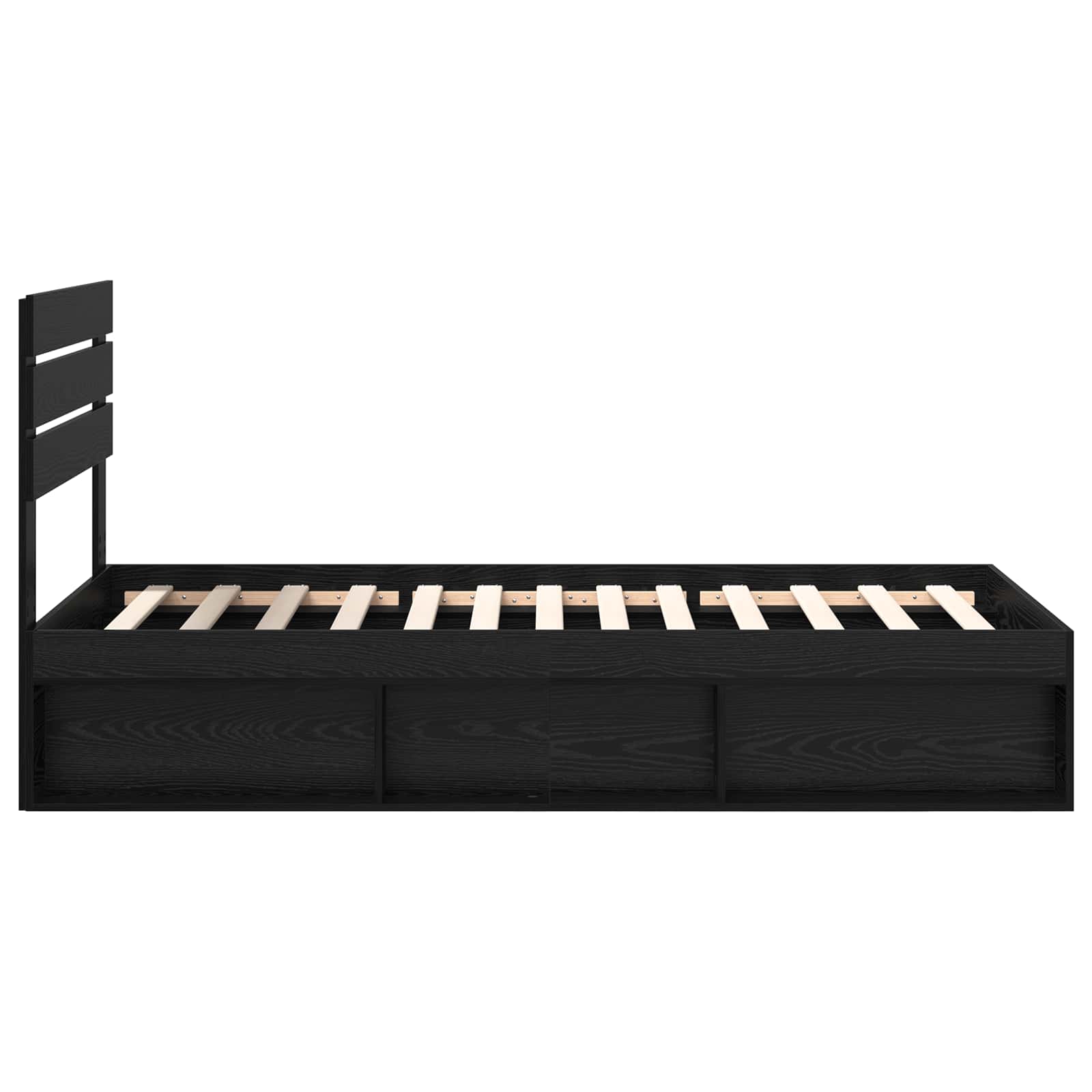 Cadre de lit avec tête de lit Noir 100 x 200 cm Pin massif - XIOS