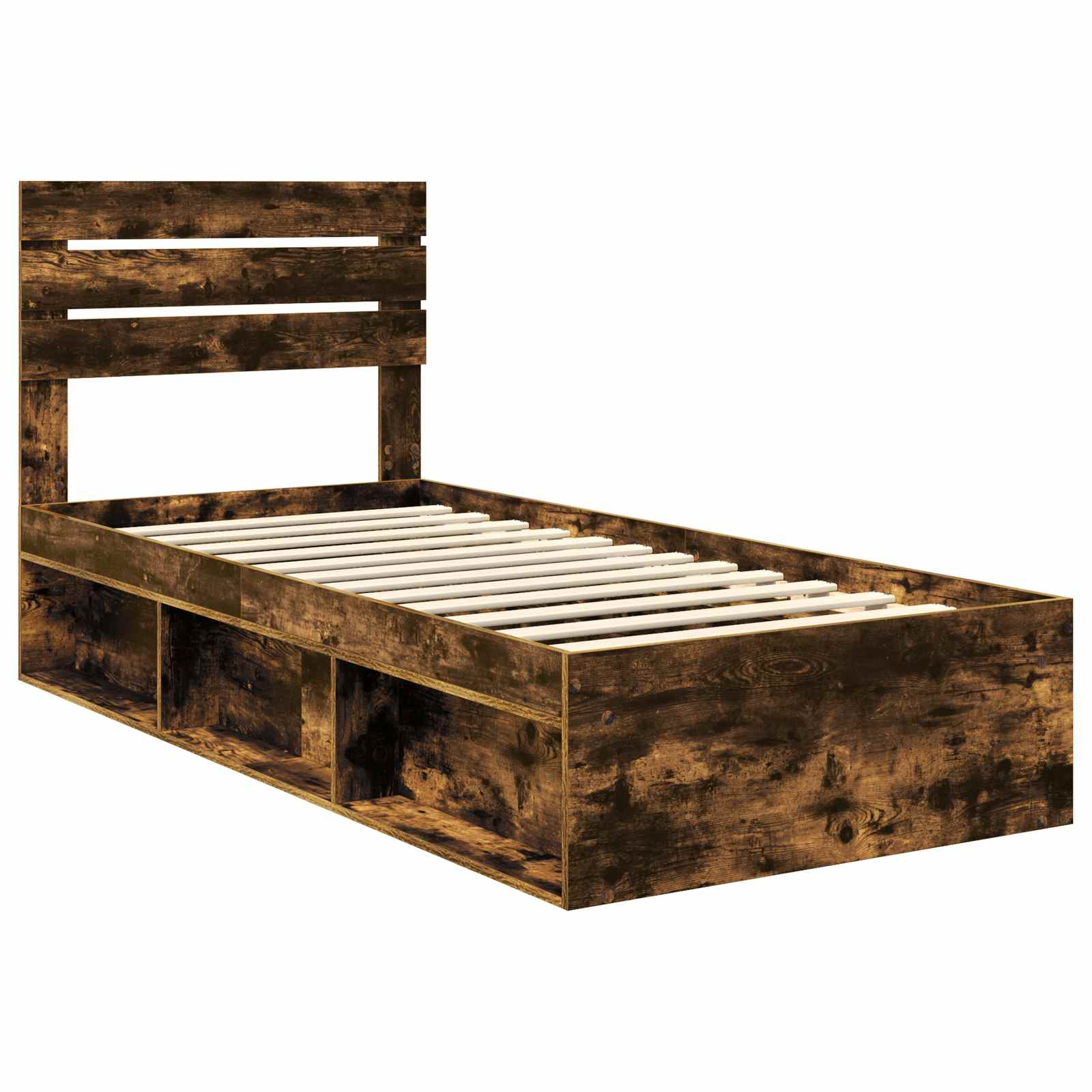 Cadre de lit Chêne fumé 100 x 200 cm Pin massif - XIOS