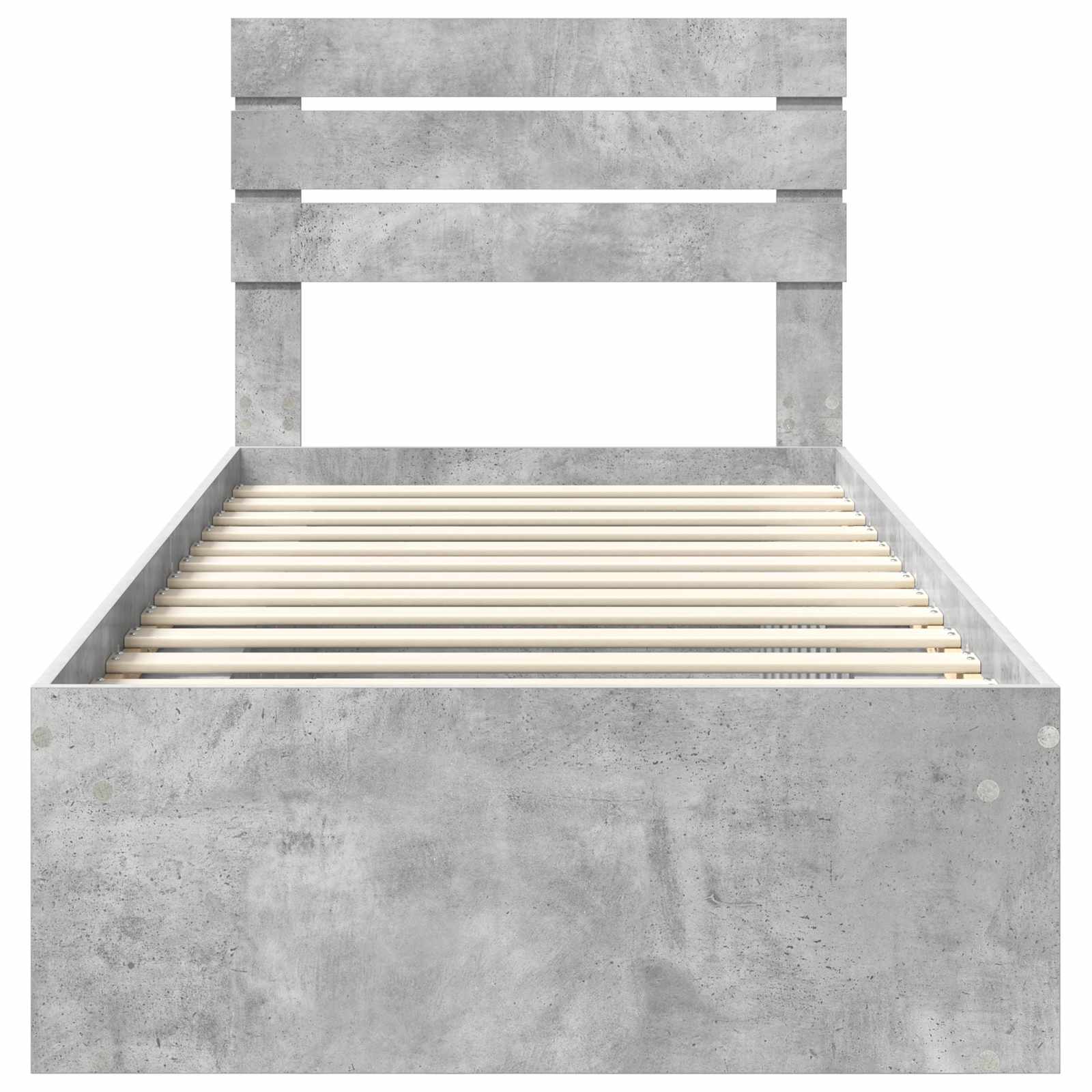 Cadre de lit avec tête de lit Béton 90 x 200 cm Pin massif