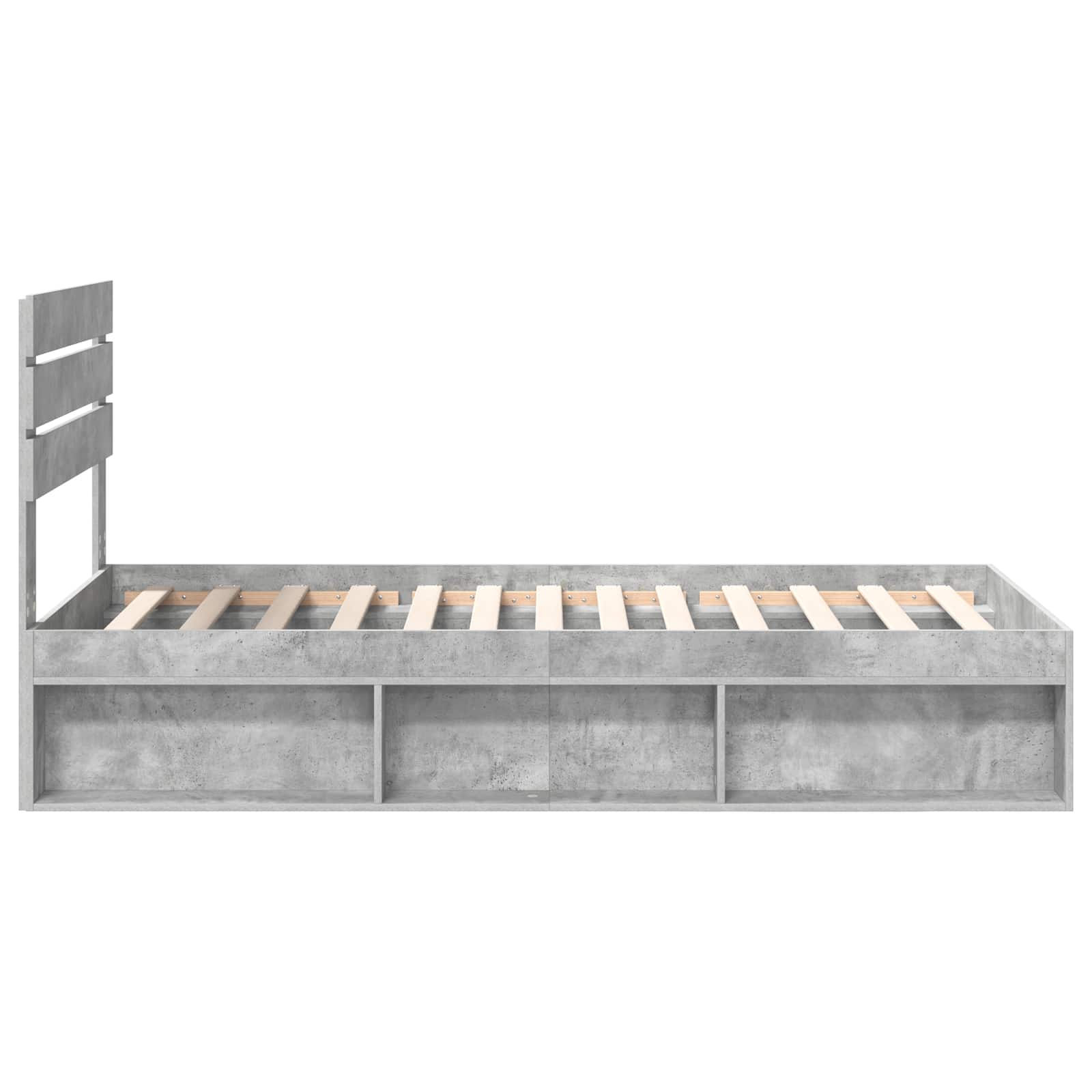 Cadre de lit avec tête de lit Béton 90 x 200 cm Pin massif