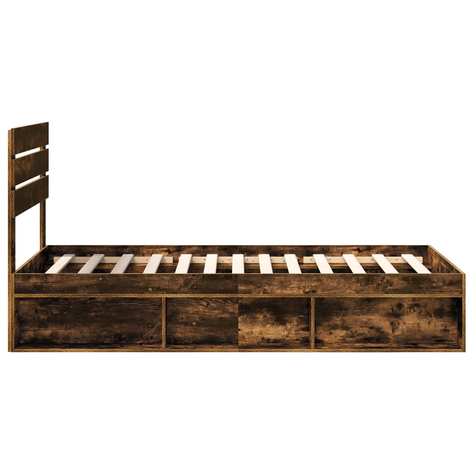 Cadre de lit avec tête de lit Chêne fumé 90 x 190 cm Pin massif - XIOS