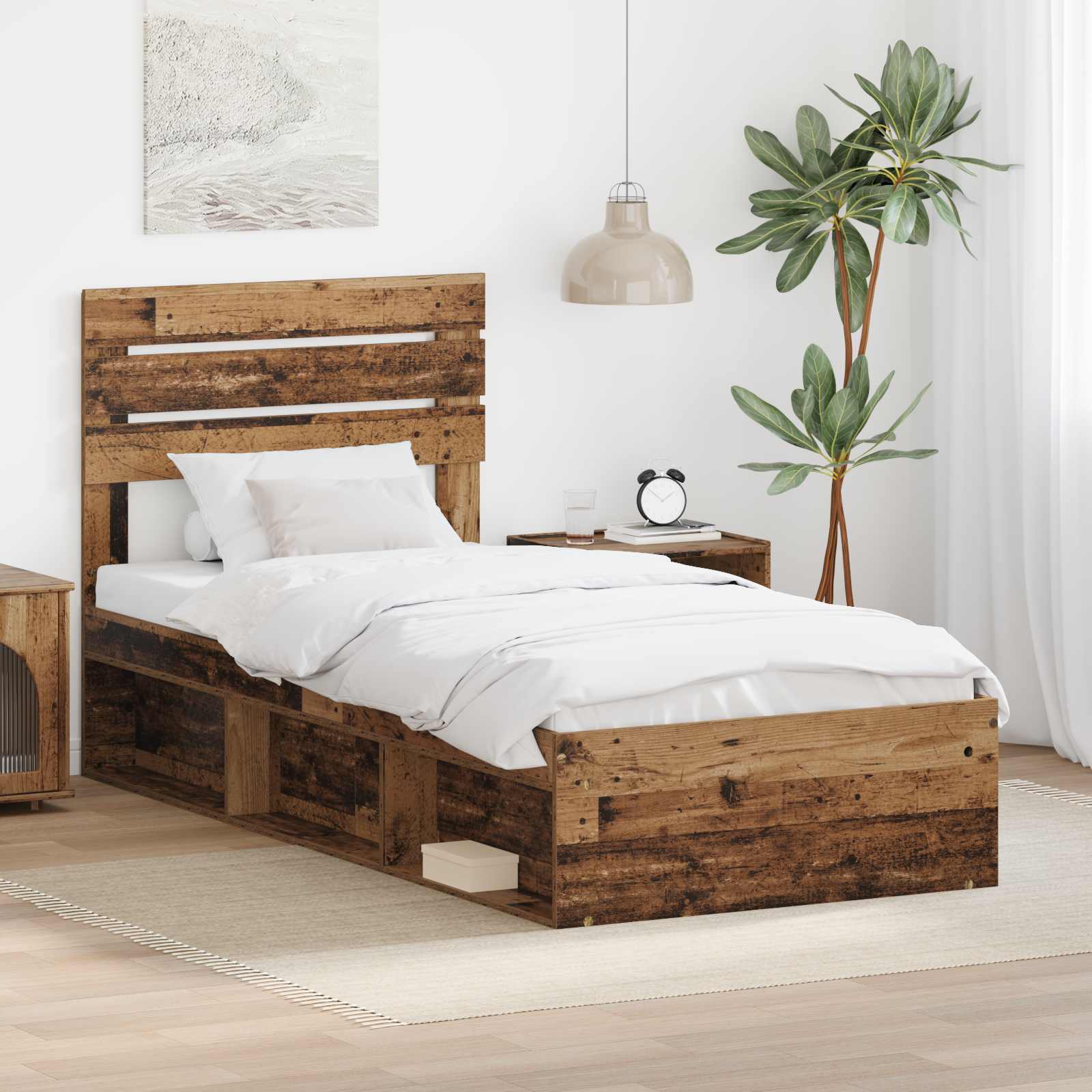 Cadre de lit Bois ancien 90 x 190 cm Pin massif - XIOS