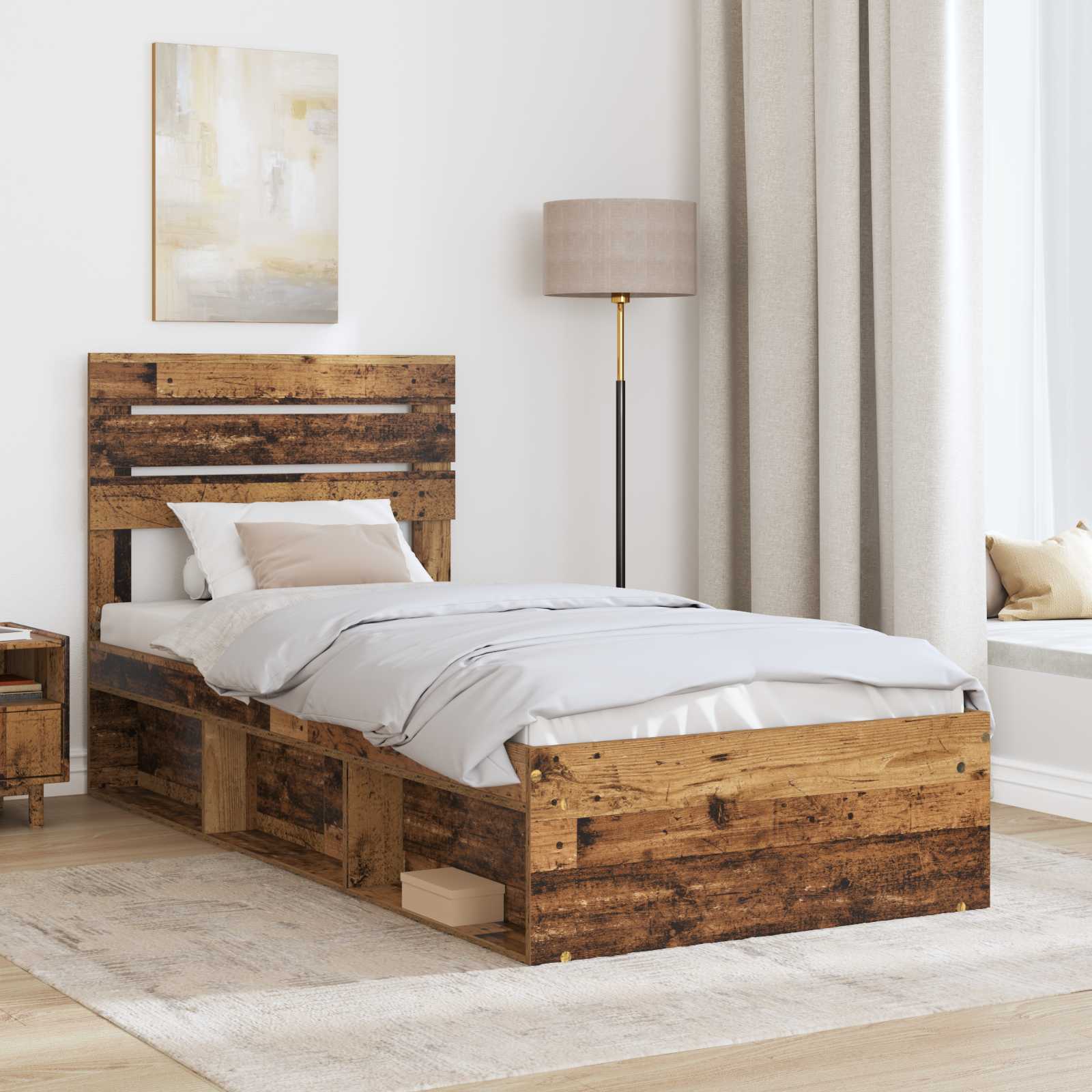 Cadre de lit Bois ancien 90 x 190 cm Pin massif - XIOS