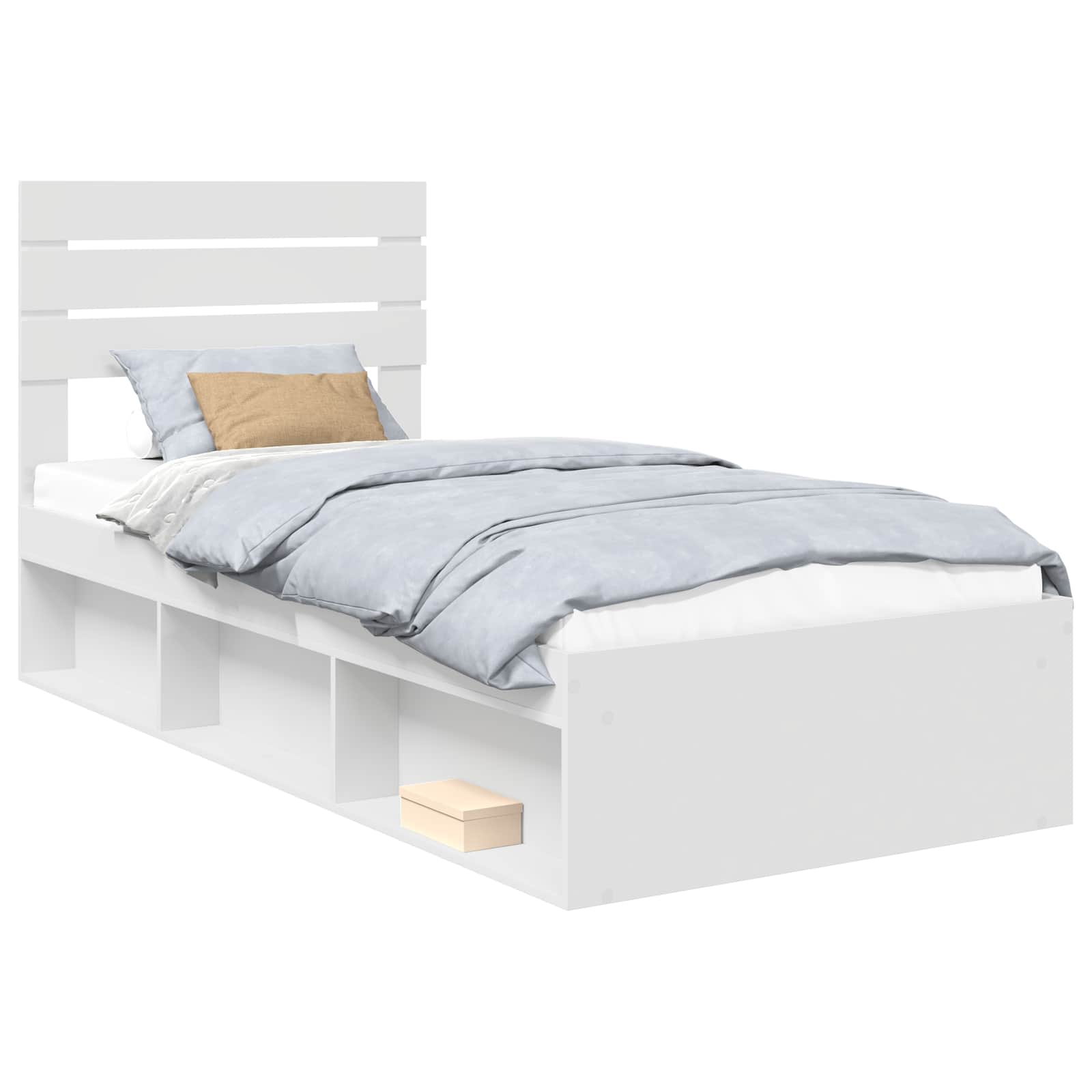 Cadre de lit avec tête de lit Blanc 75 x 190 cm Pin massif