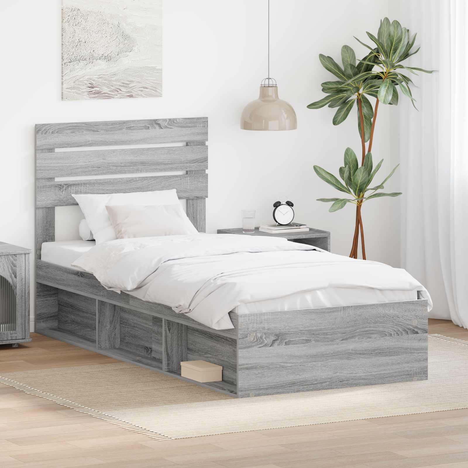 Cadre de lit Gris Sonoma 75 x 190 cm Pin massif - XIOS