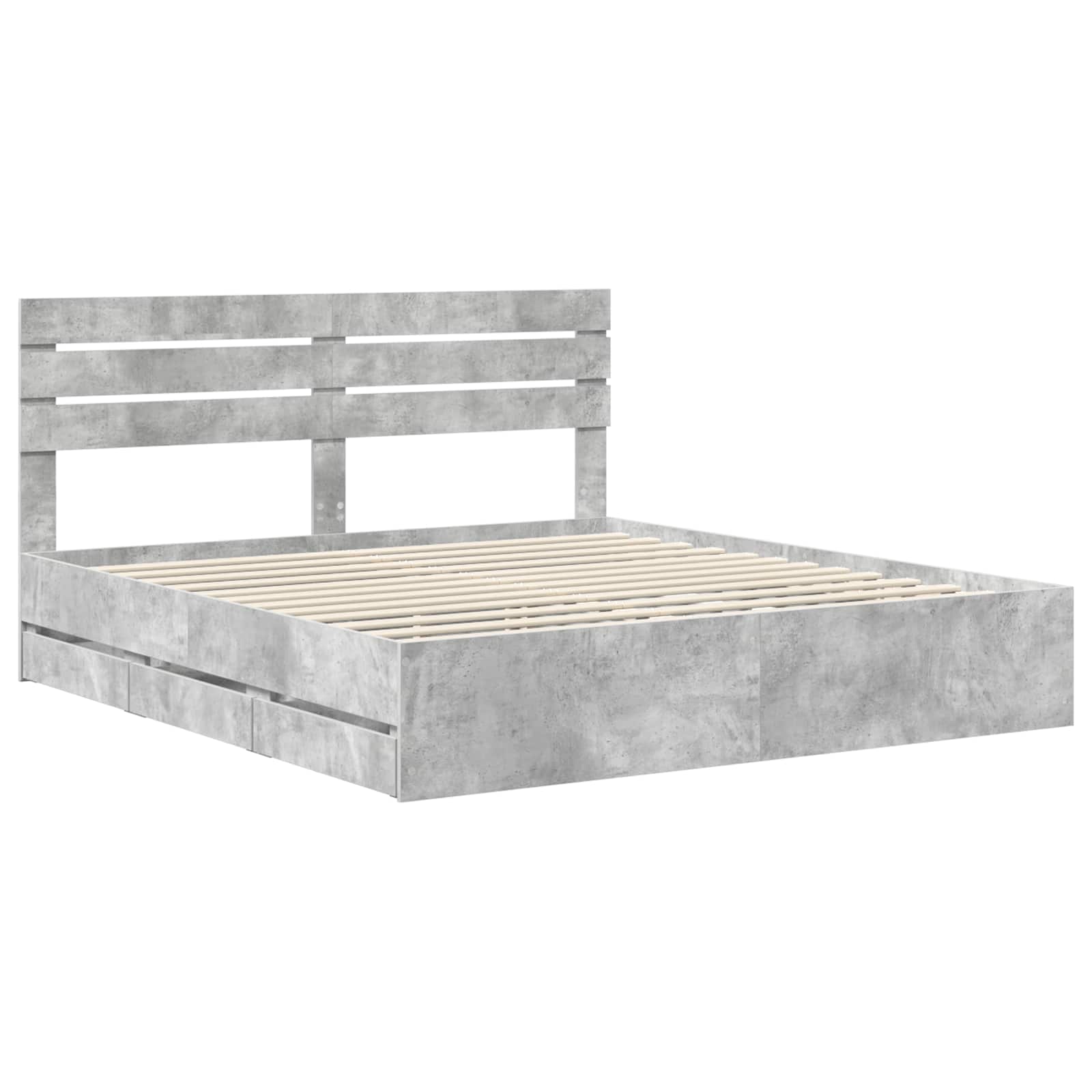 Cadre de lit Gris béton 200 x 200 cm Bois Ingénierie - XIOS