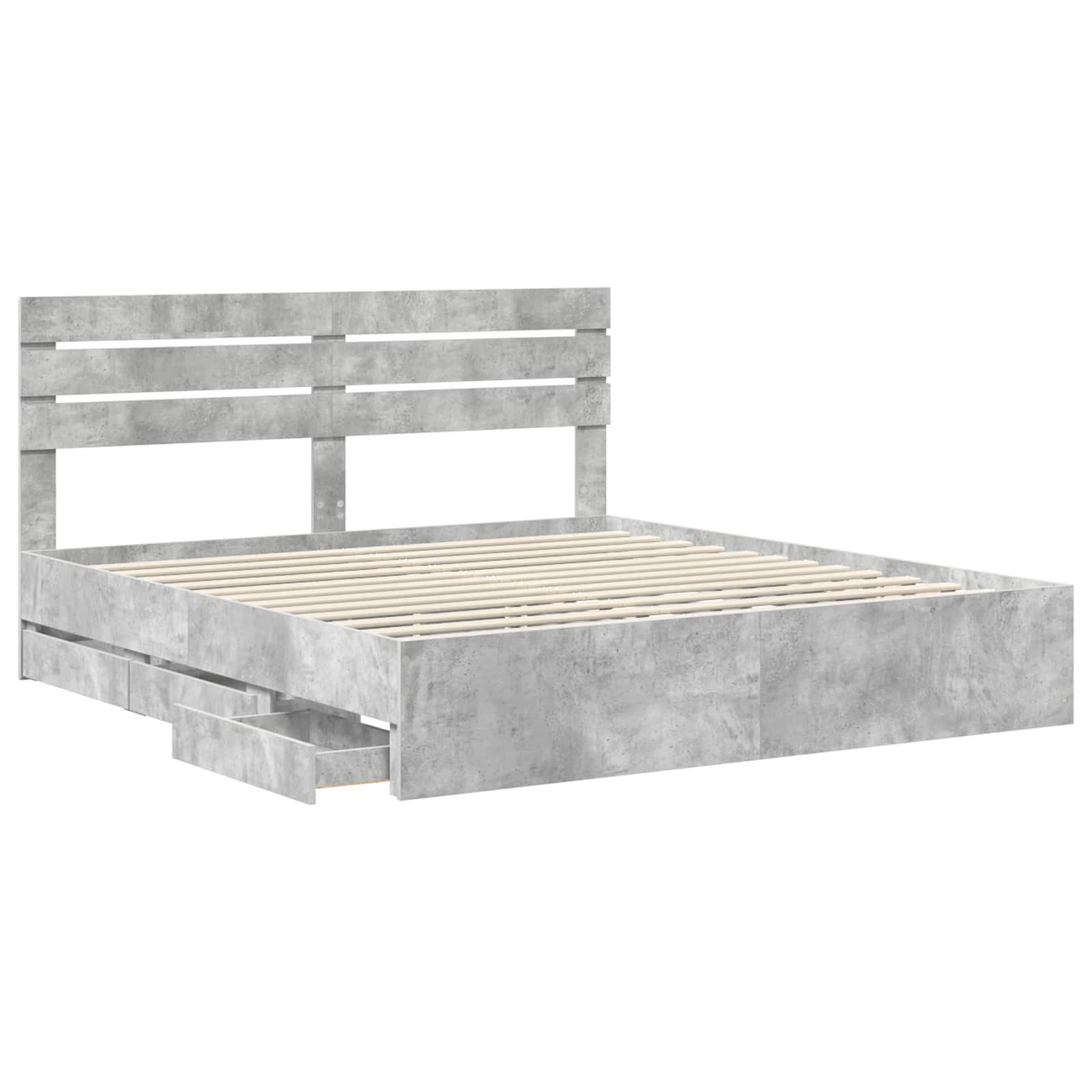Cadre de lit Gris béton 200 x 200 cm Bois Ingénierie - XIOS
