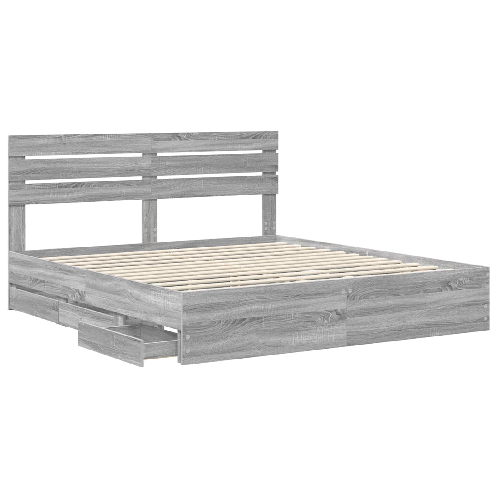 Cadre de lit Gris Sonoma 200 x 200 cm Bois Ingénierie - XIOS