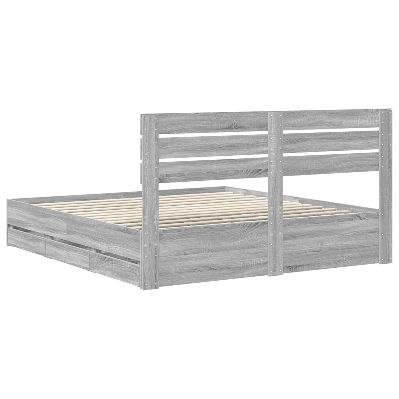 Cadre de lit Gris Sonoma 200 x 200 cm Bois Ingénierie - XIOS