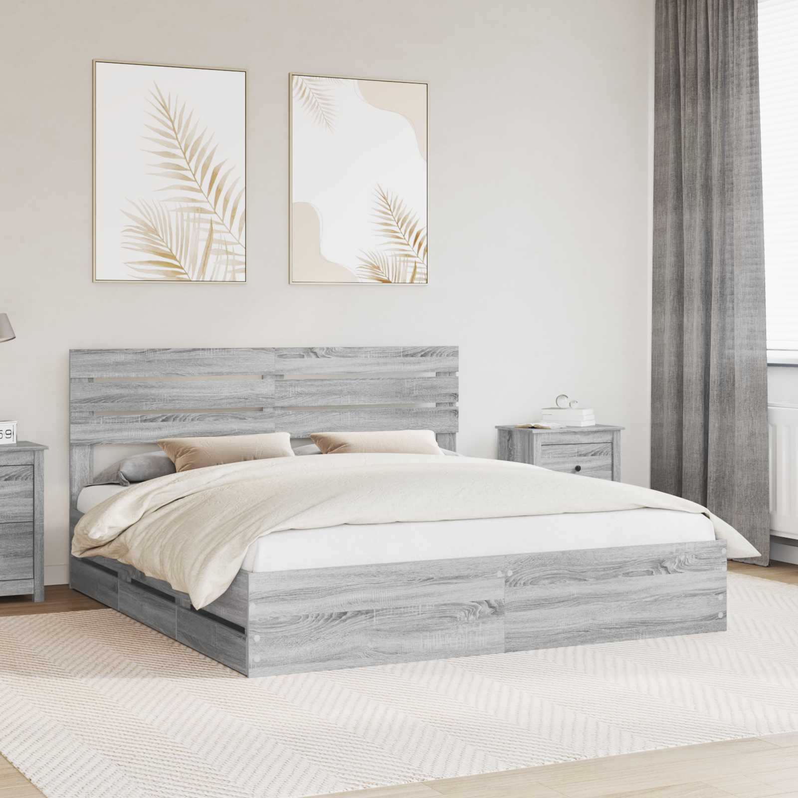 Cadre de lit Gris Sonoma 180 x 200 cm Bois Ingénierie - XIOS