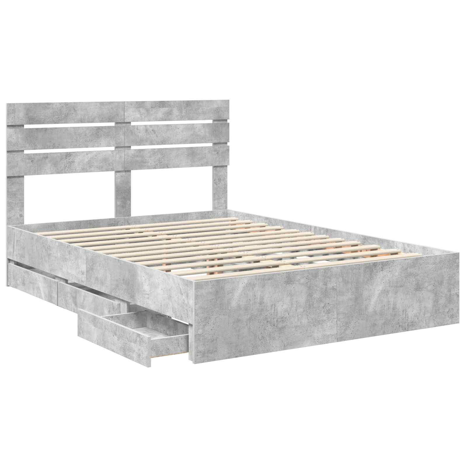 Cadre de lit Gris béton 150 x 200 cm Bois Ingénierie - XIOS