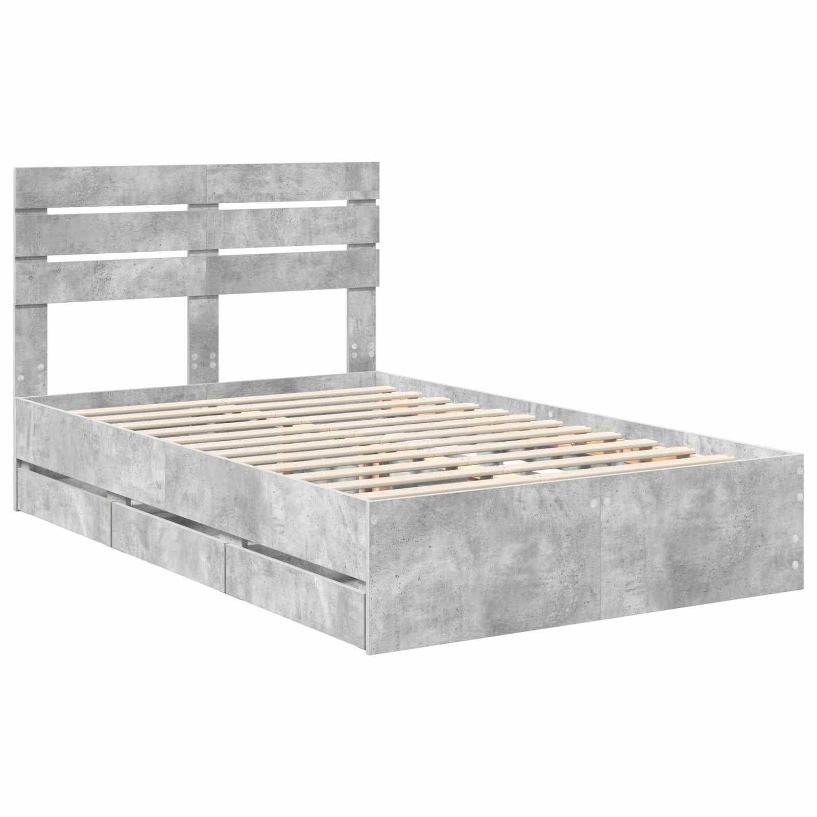 Cadre de lit Gris béton 135 x 190 cm Bois Ingénierie - XIOS