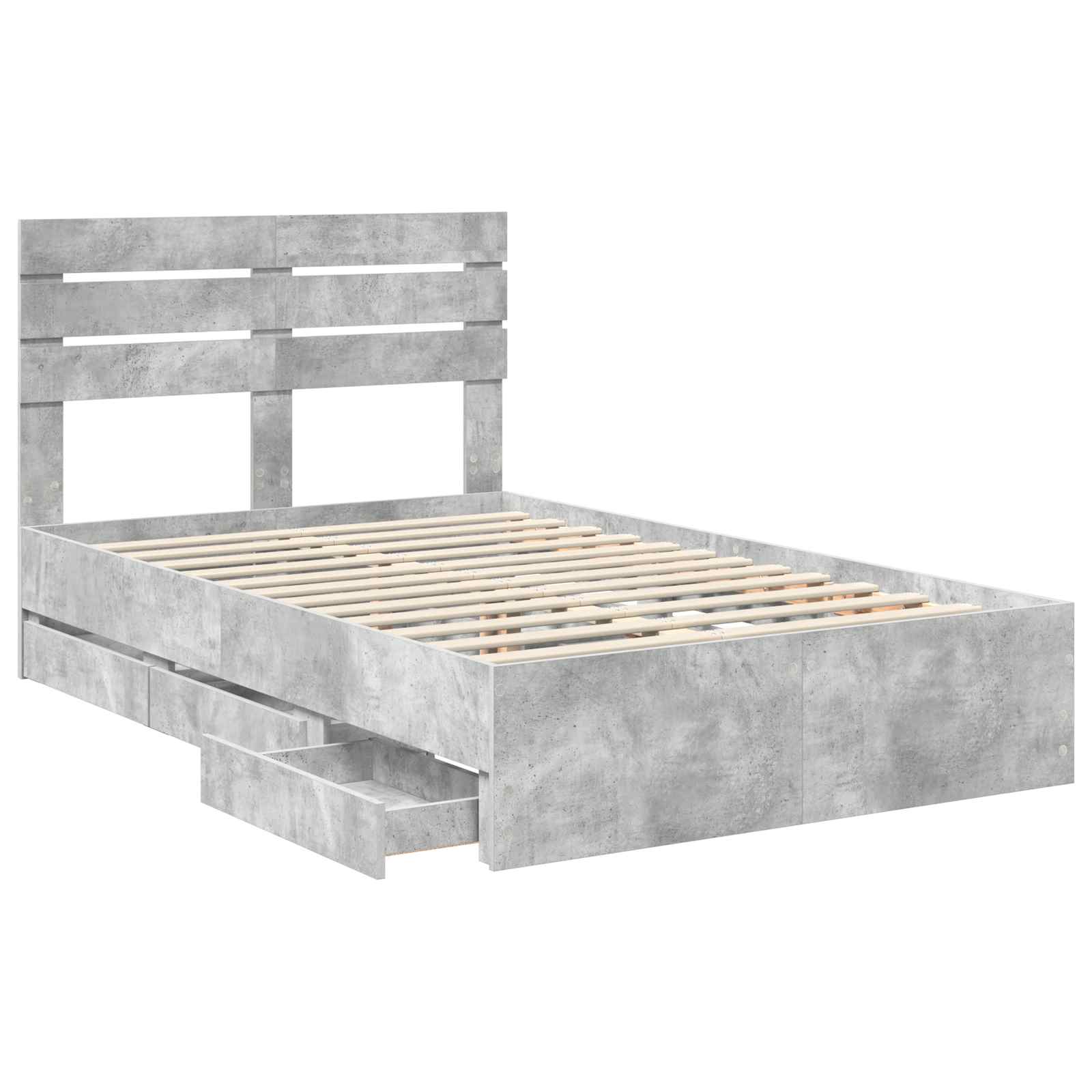Cadre de lit Gris béton 135 x 190 cm Bois Ingénierie - XIOS