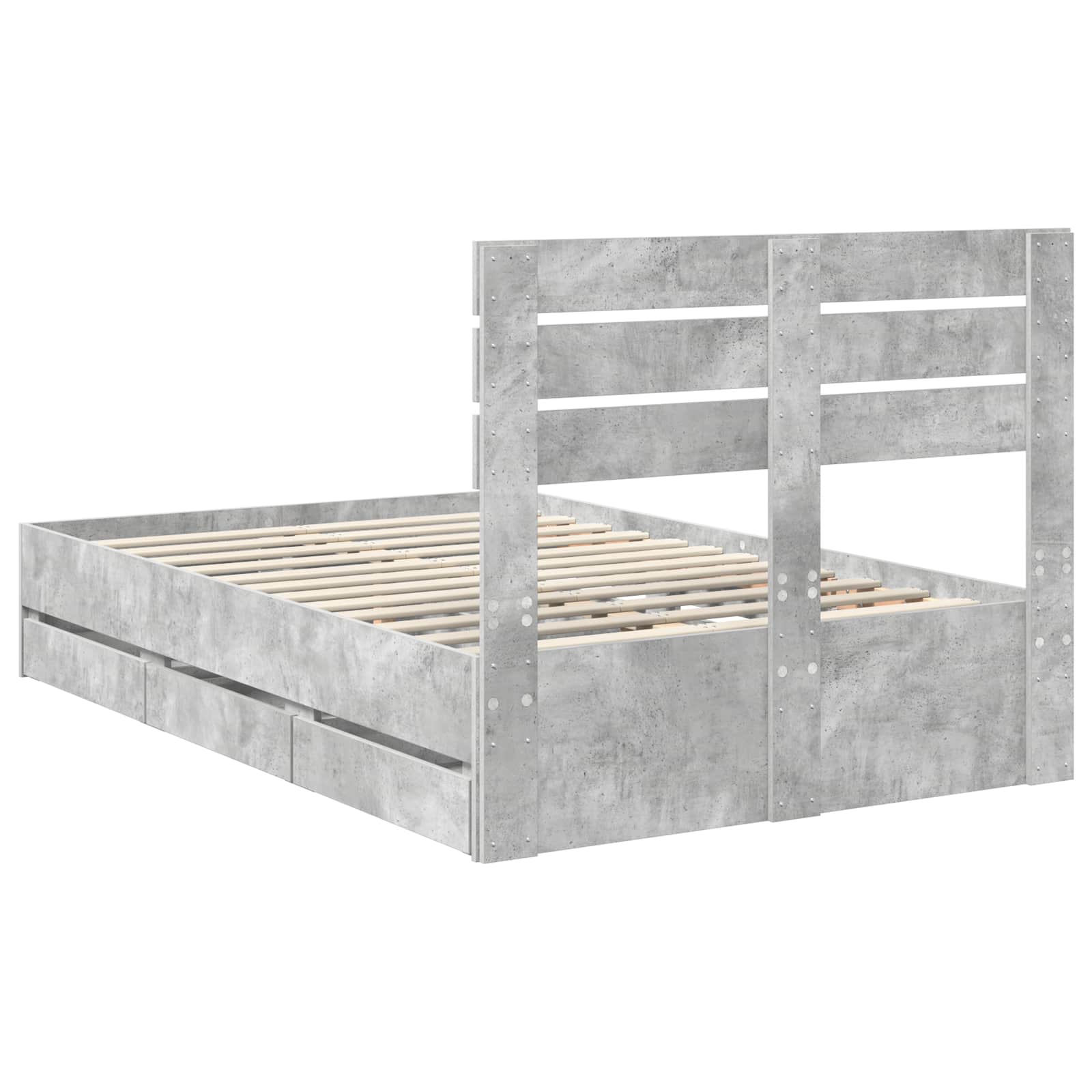 Cadre de lit Gris béton 135 x 190 cm Bois Ingénierie - XIOS