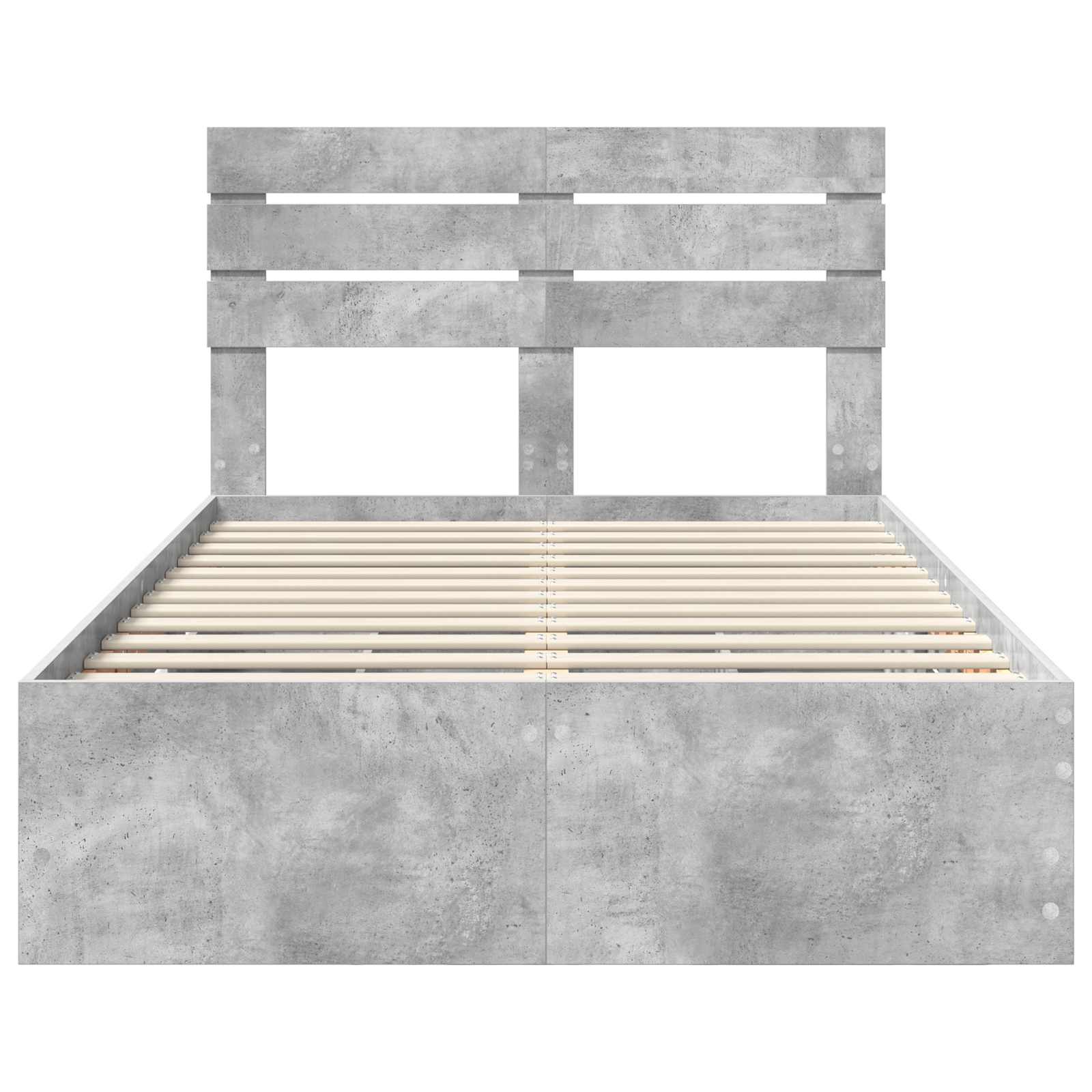Cadre de lit Gris béton 135 x 190 cm Bois Ingénierie - XIOS