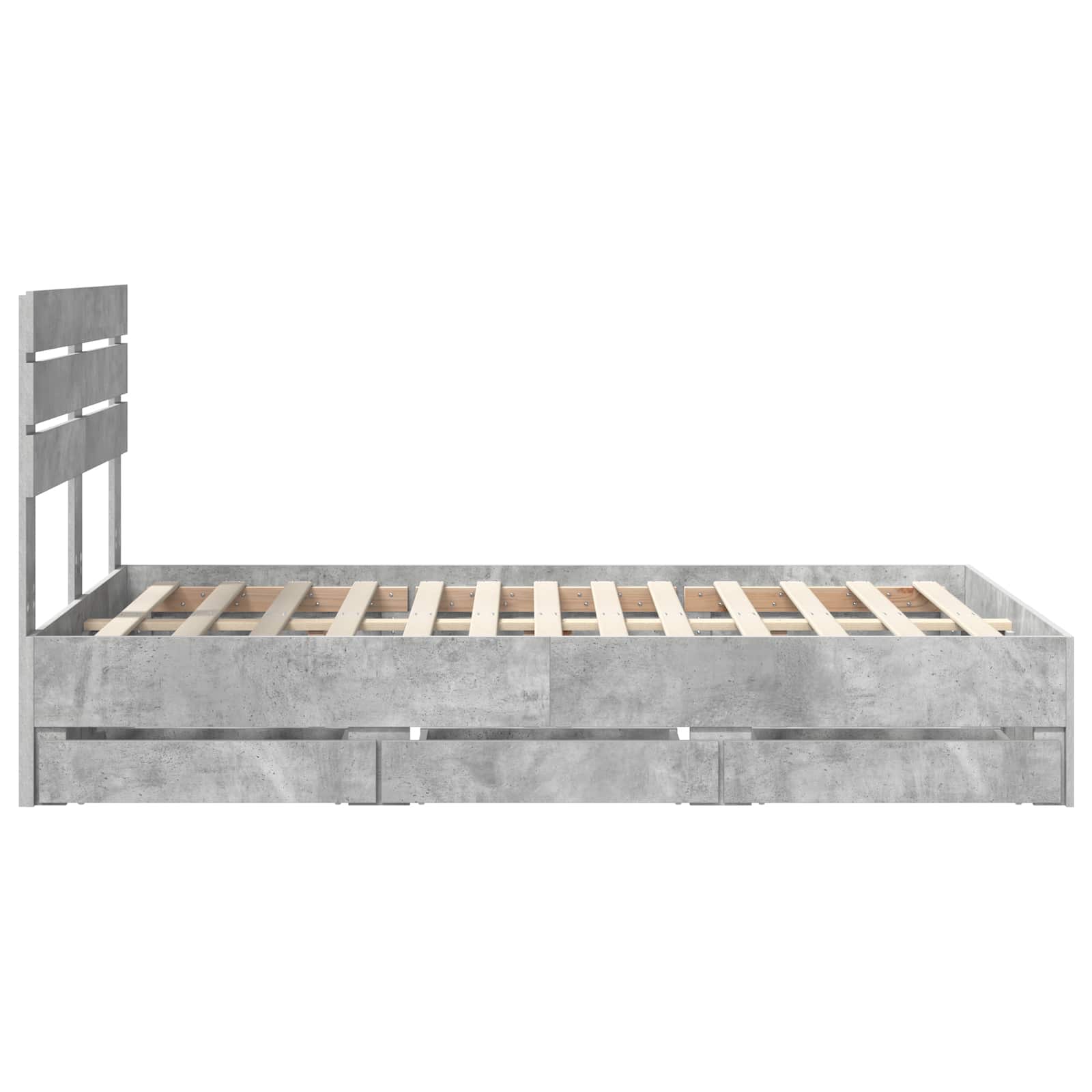 Cadre de lit Gris béton 135 x 190 cm Bois Ingénierie - XIOS