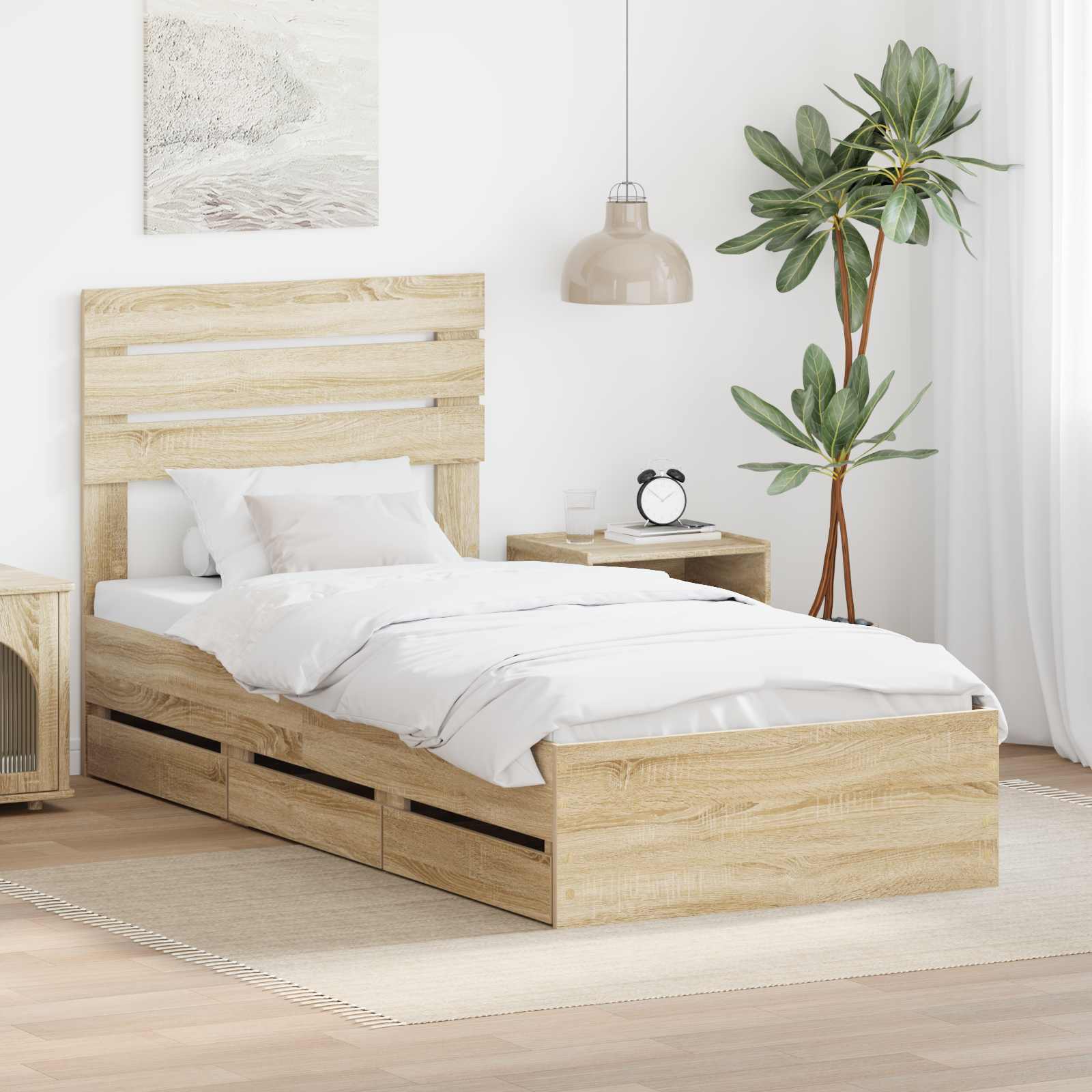 Cadre de lit Chêne Sonoma 100 x 200 cm Bois Ingénierie