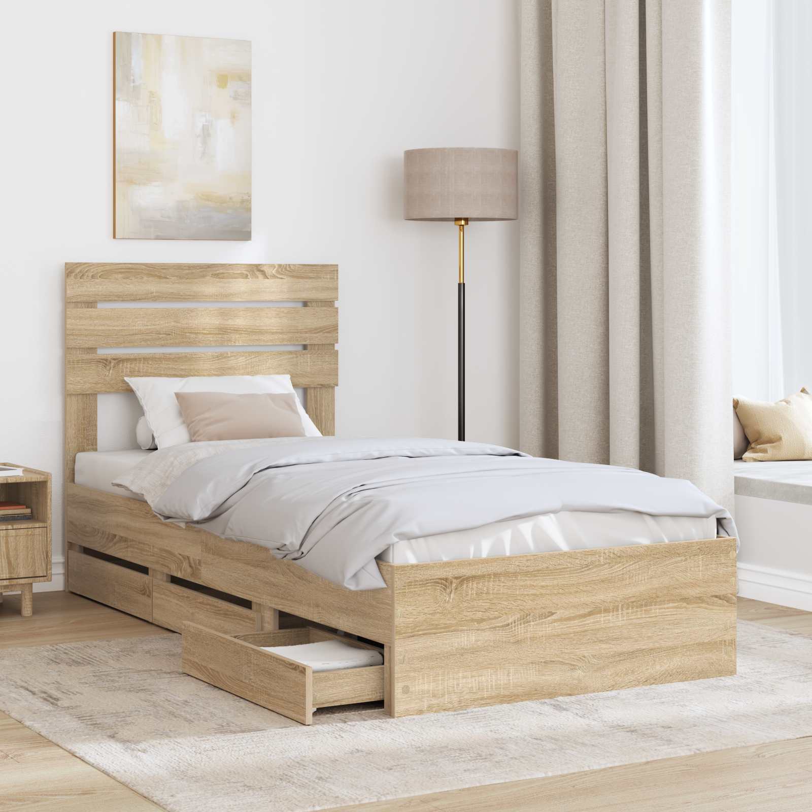 Cadre de lit Chêne Sonoma 100 x 200 cm Bois Ingénierie