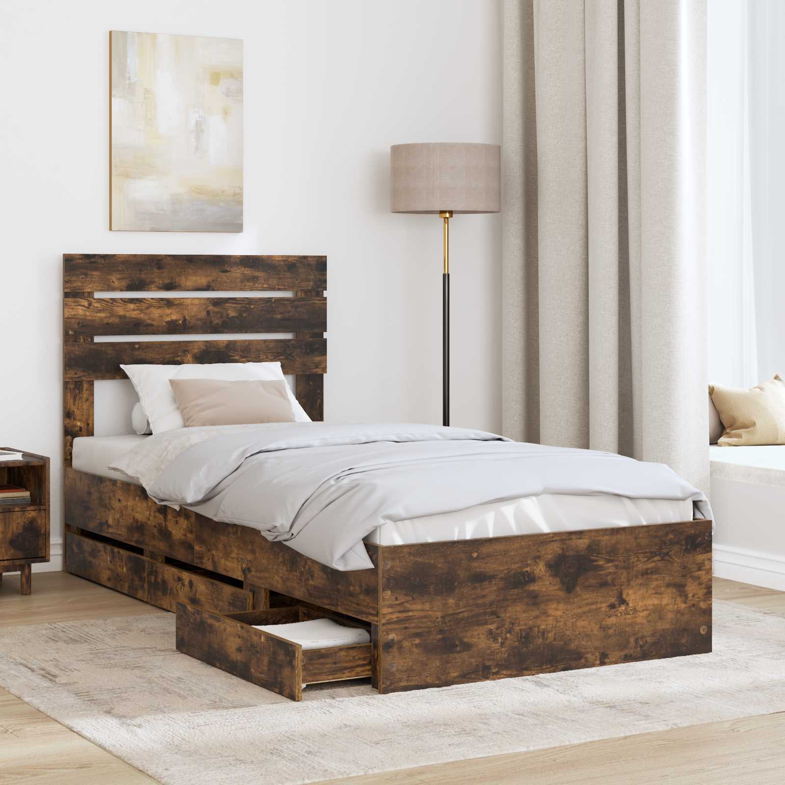 Cadre de lit Chêne fumé 100 x 200 cm Bois Ingénierie - XIOS