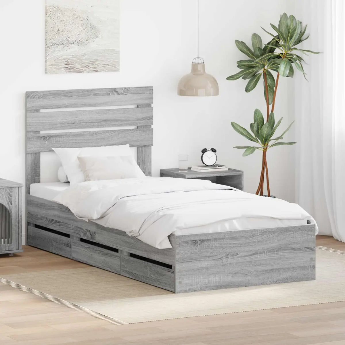 Cadre de lit Gris Sonoma 100 x 200 cm Bois Ingénierie - XIOS