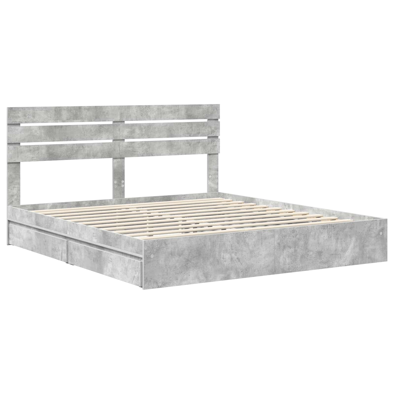 Lit de Rangement Gris béton 200 x 200 cm Bois d'ingénierie - XIOS
