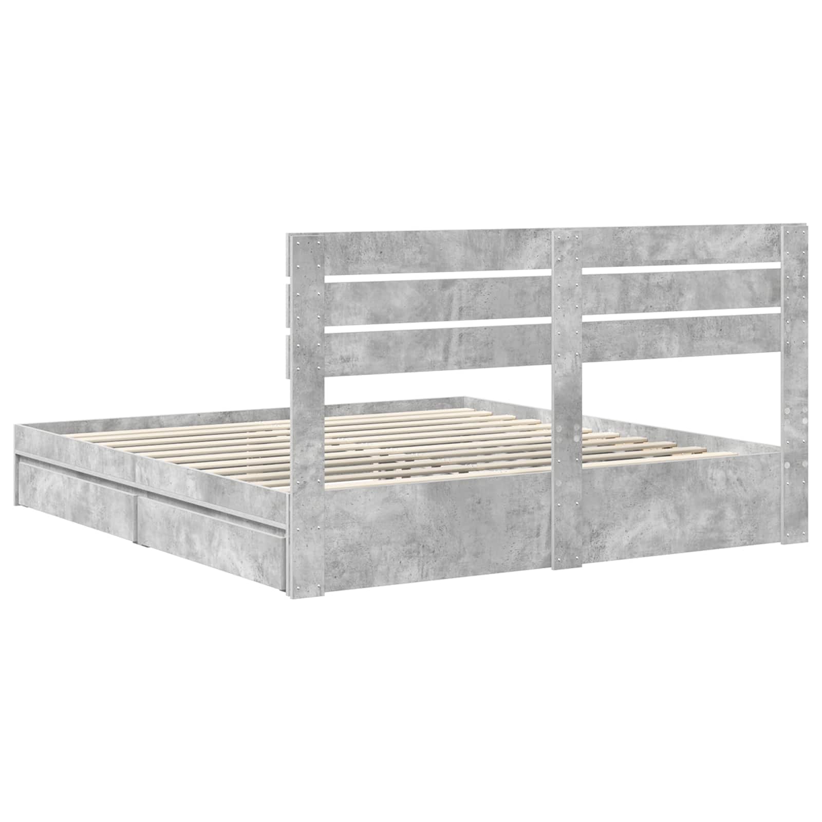 Lit de Rangement Gris béton 200 x 200 cm Bois d'ingénierie - XIOS