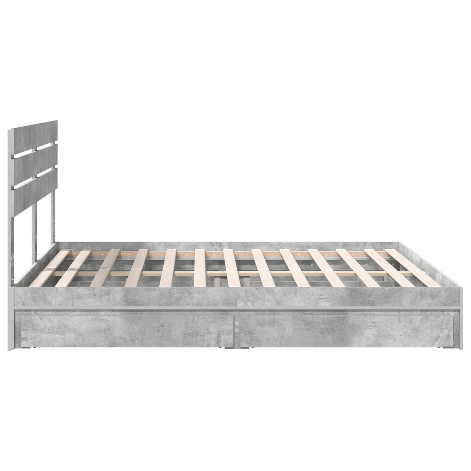 Lit de Rangement Gris béton 200 x 200 cm Bois d'ingénierie - XIOS