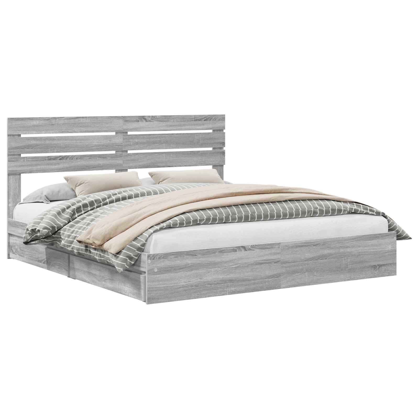 Lit de Rangement Gris Sonoma 200 x 200 cm Bois d'ingénierie - XIOS