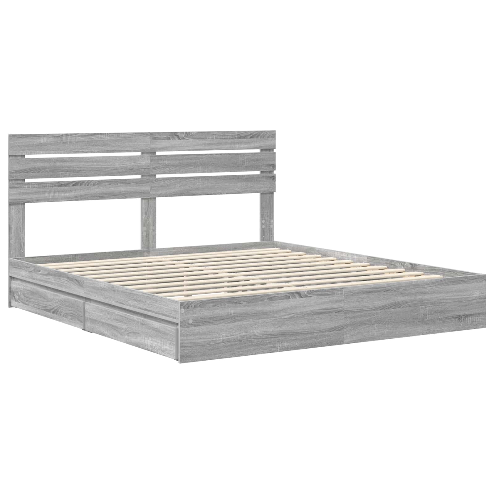 Lit de Rangement Gris Sonoma 200 x 200 cm Bois d'ingénierie - XIOS