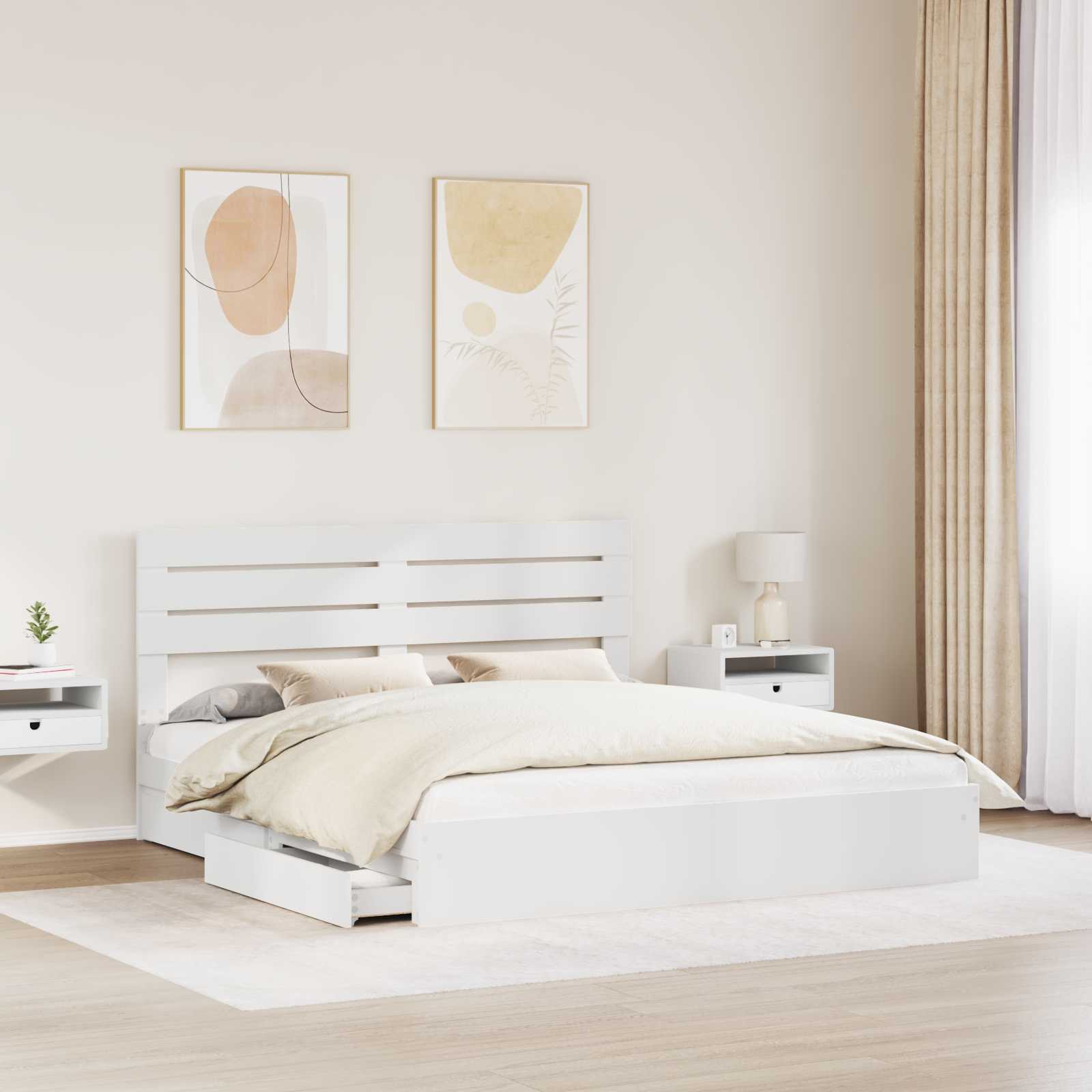 Lit de Rangement Blanc 180 x 200 cm Bois d'ingénierie - XIOS
