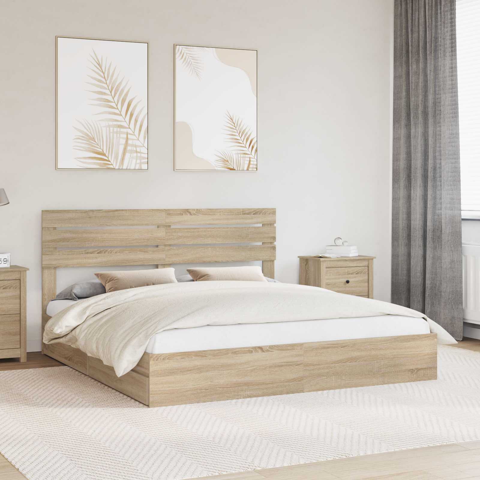 Lit de Rangement Chêne Sonoma 180 x 200 cm Bois d'ingénierie - XIOS