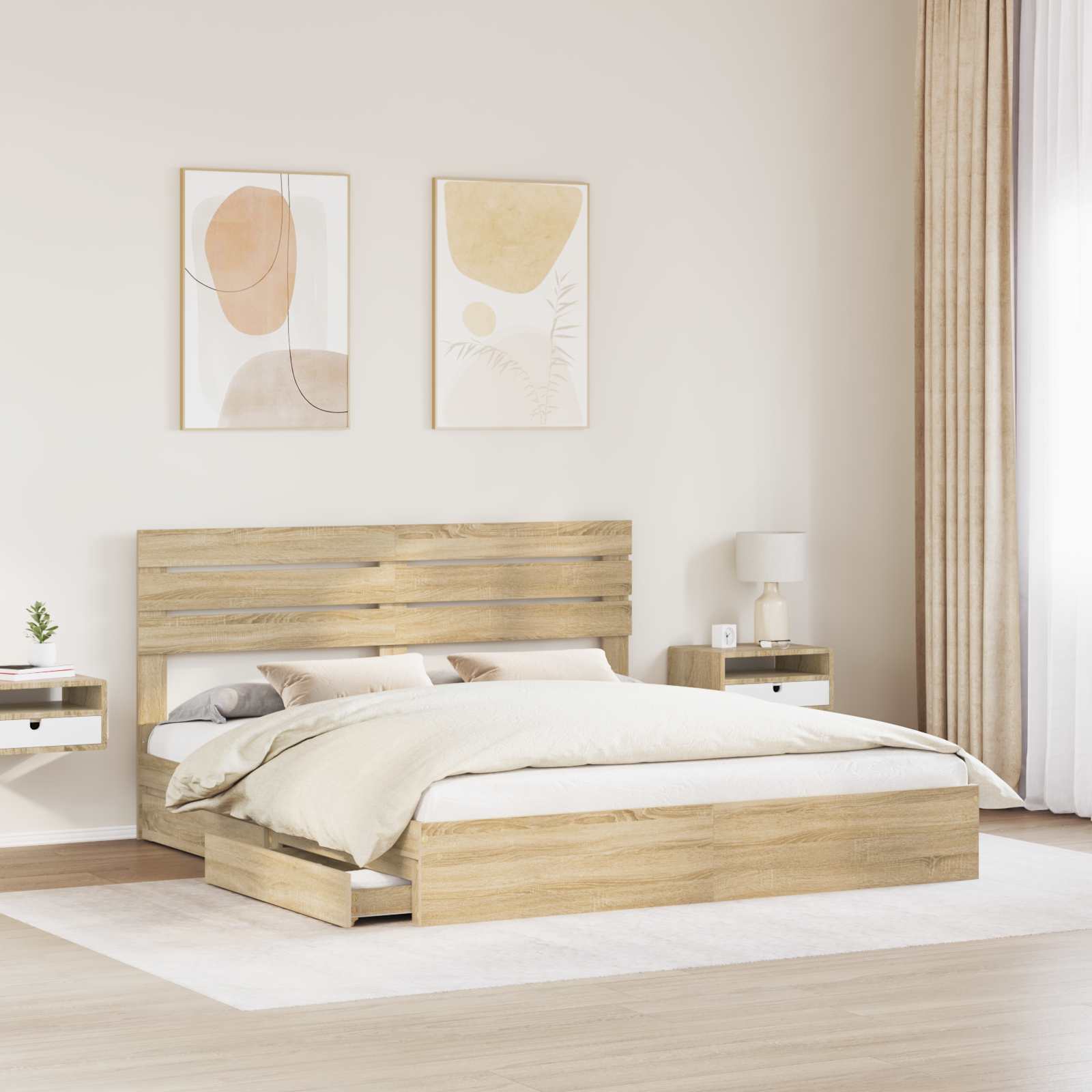 Lit de Rangement Chêne Sonoma 180 x 200 cm Bois d'ingénierie - XIOS