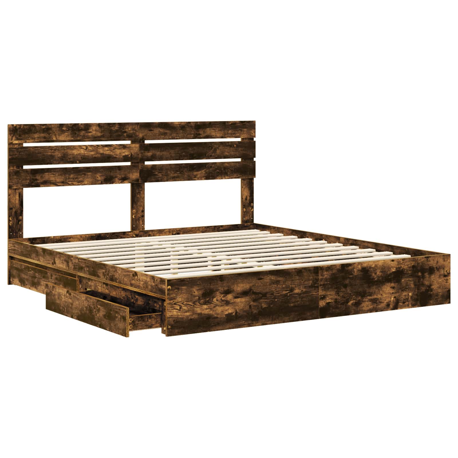Lit de Rangement Chêne fumé 180 x 200 cm Bois d'ingénierie - XIOS