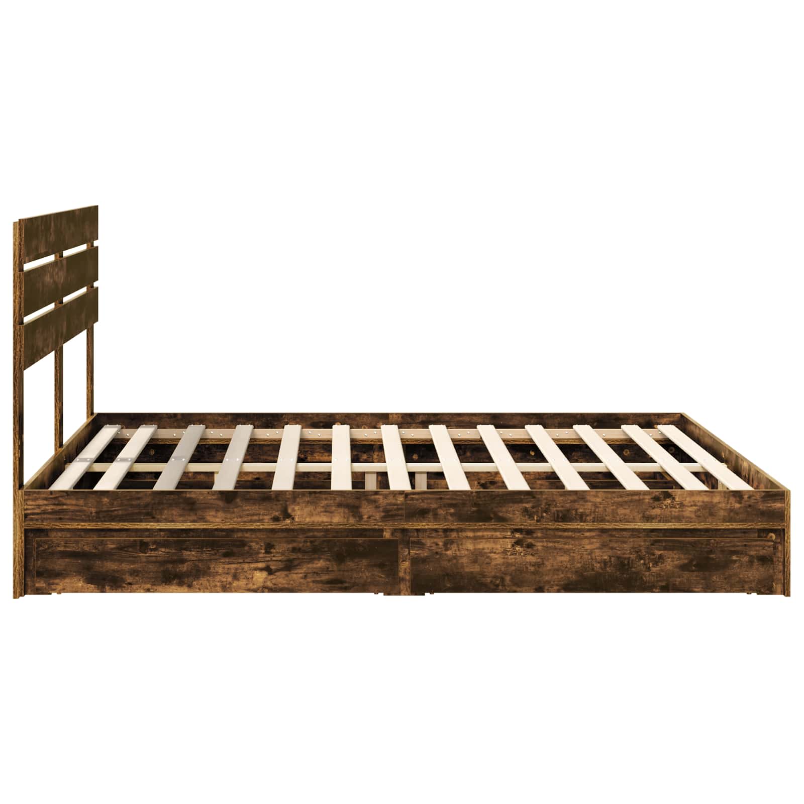 Lit de Rangement Chêne fumé 180 x 200 cm Bois d'ingénierie - XIOS