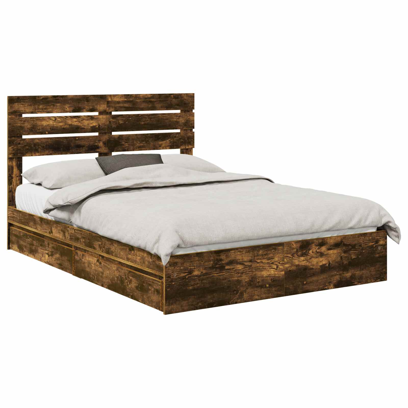 Lit de Rangement Chêne fumé 160 x 200 cm Bois d'ingénierie - XIOS