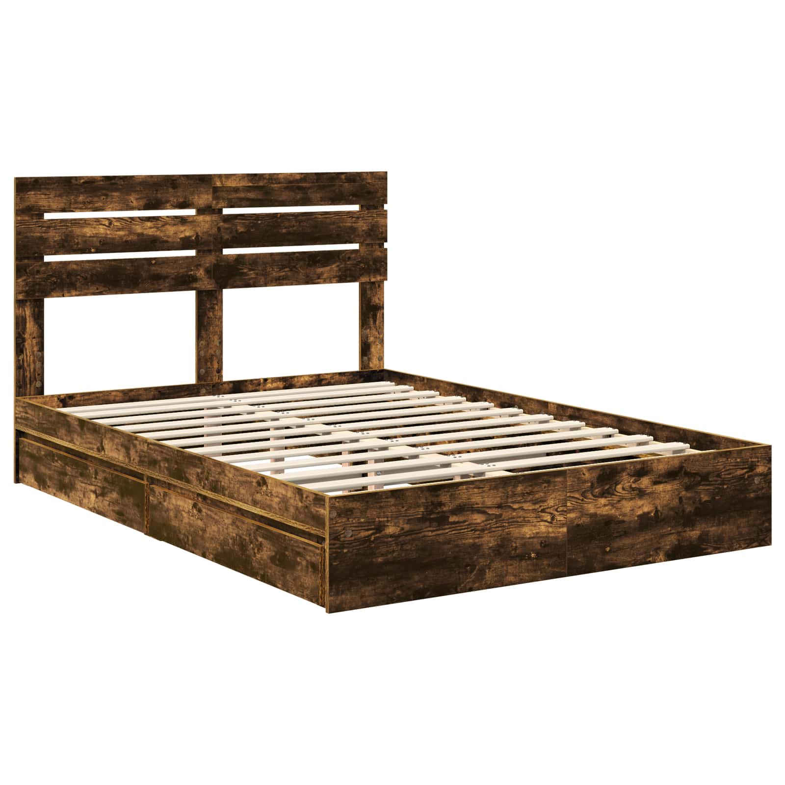 Lit de Rangement Chêne fumé 160 x 200 cm Bois d'ingénierie - XIOS