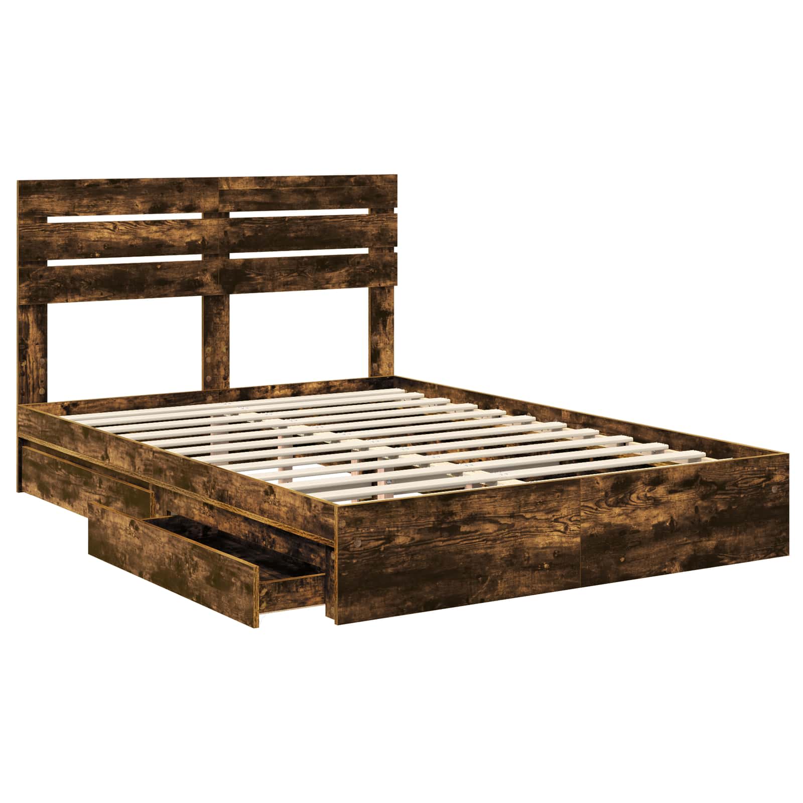 Lit de Rangement Chêne fumé 160 x 200 cm Bois d'ingénierie - XIOS
