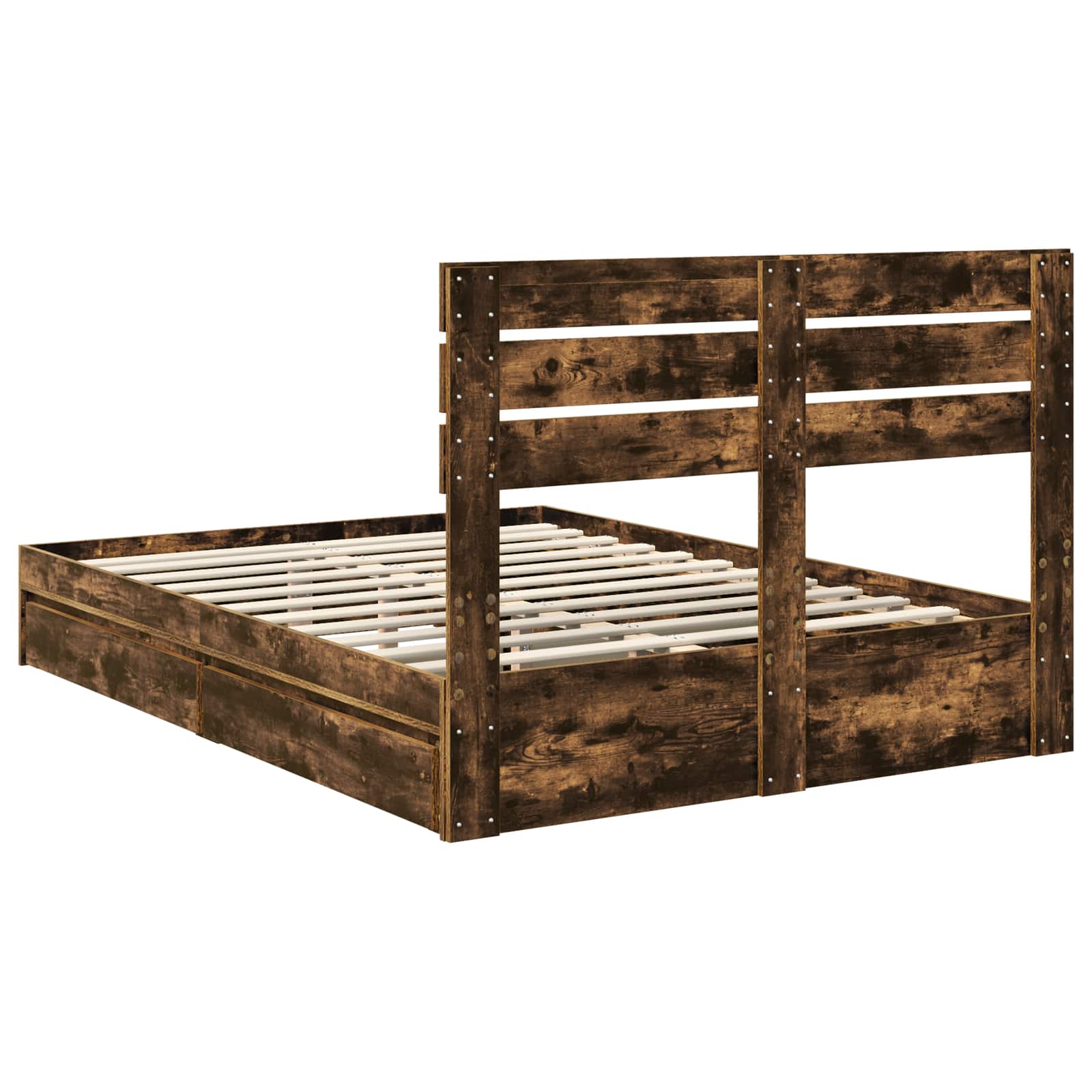 Lit de Rangement Chêne fumé 160 x 200 cm Bois d'ingénierie - XIOS