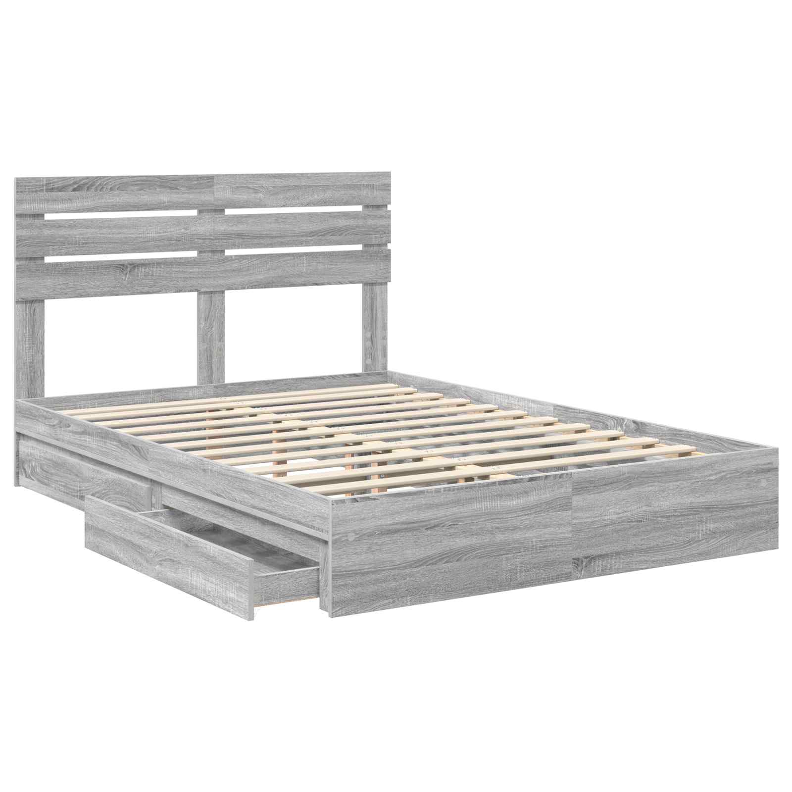Lit de Rangement Gris Sonoma 160 x 200 cm Bois d'ingénierie - XIOS