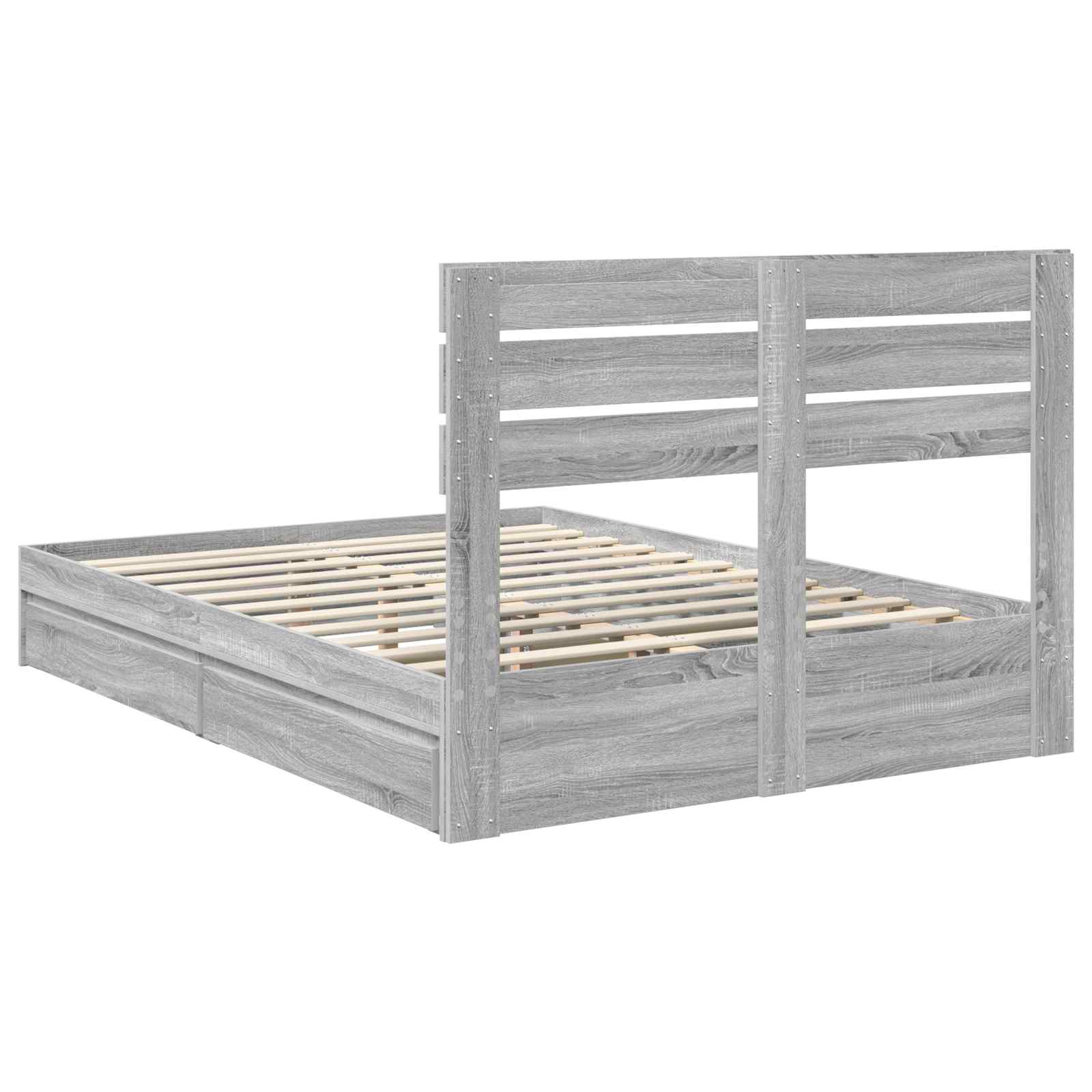 Lit de Rangement Gris Sonoma 160 x 200 cm Bois d'ingénierie - XIOS