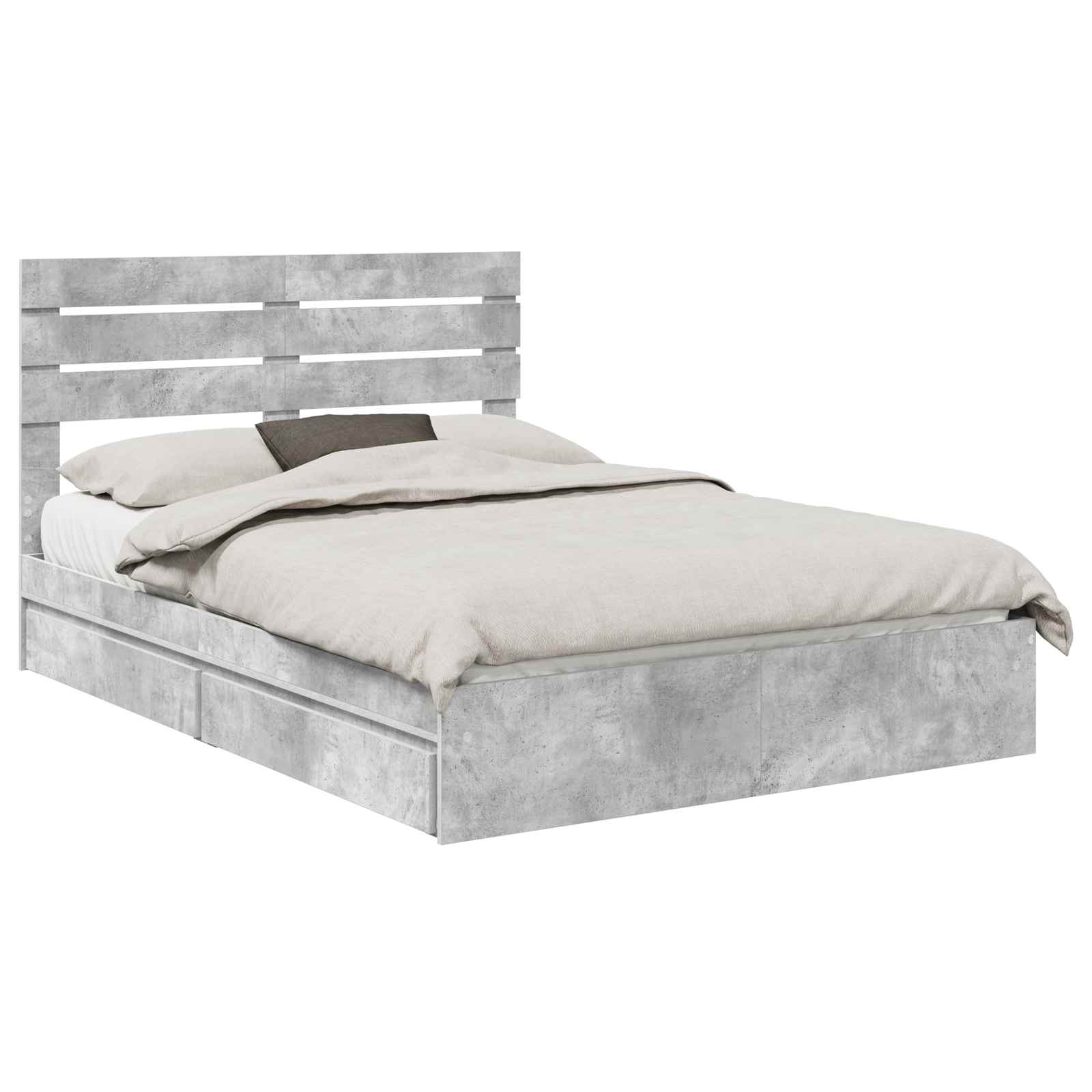 Lit de Rangement Gris béton 150 x 200 cm Bois d'ingénierie - XIOS