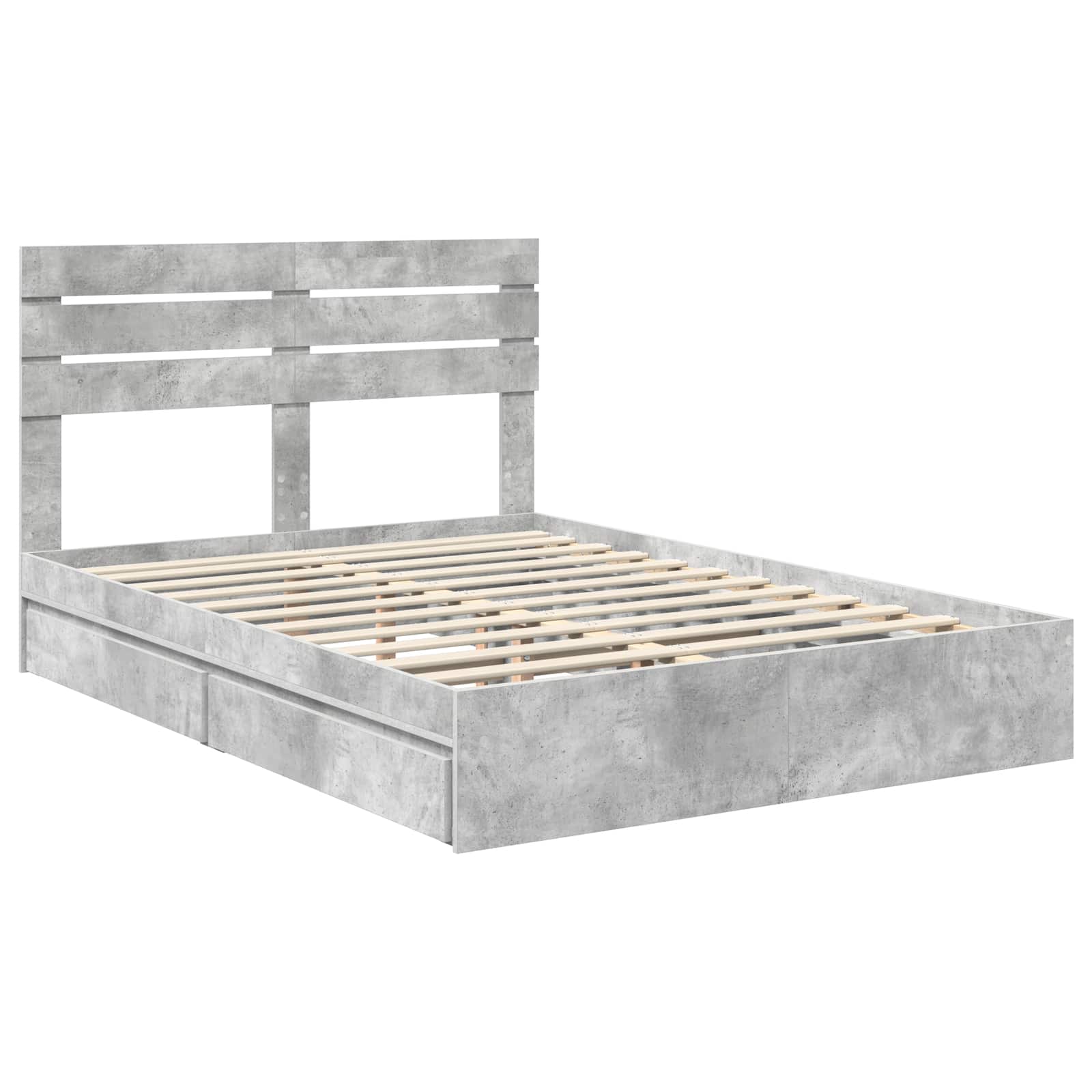 Lit de Rangement Gris béton 150 x 200 cm Bois d'ingénierie - XIOS