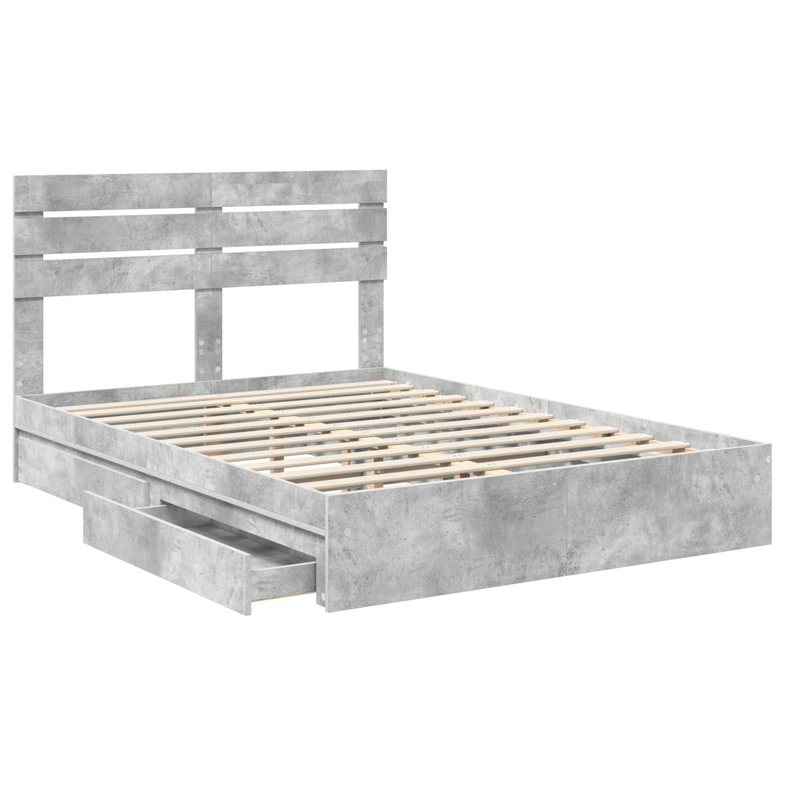 Lit de Rangement Gris béton 150 x 200 cm Bois d'ingénierie - XIOS