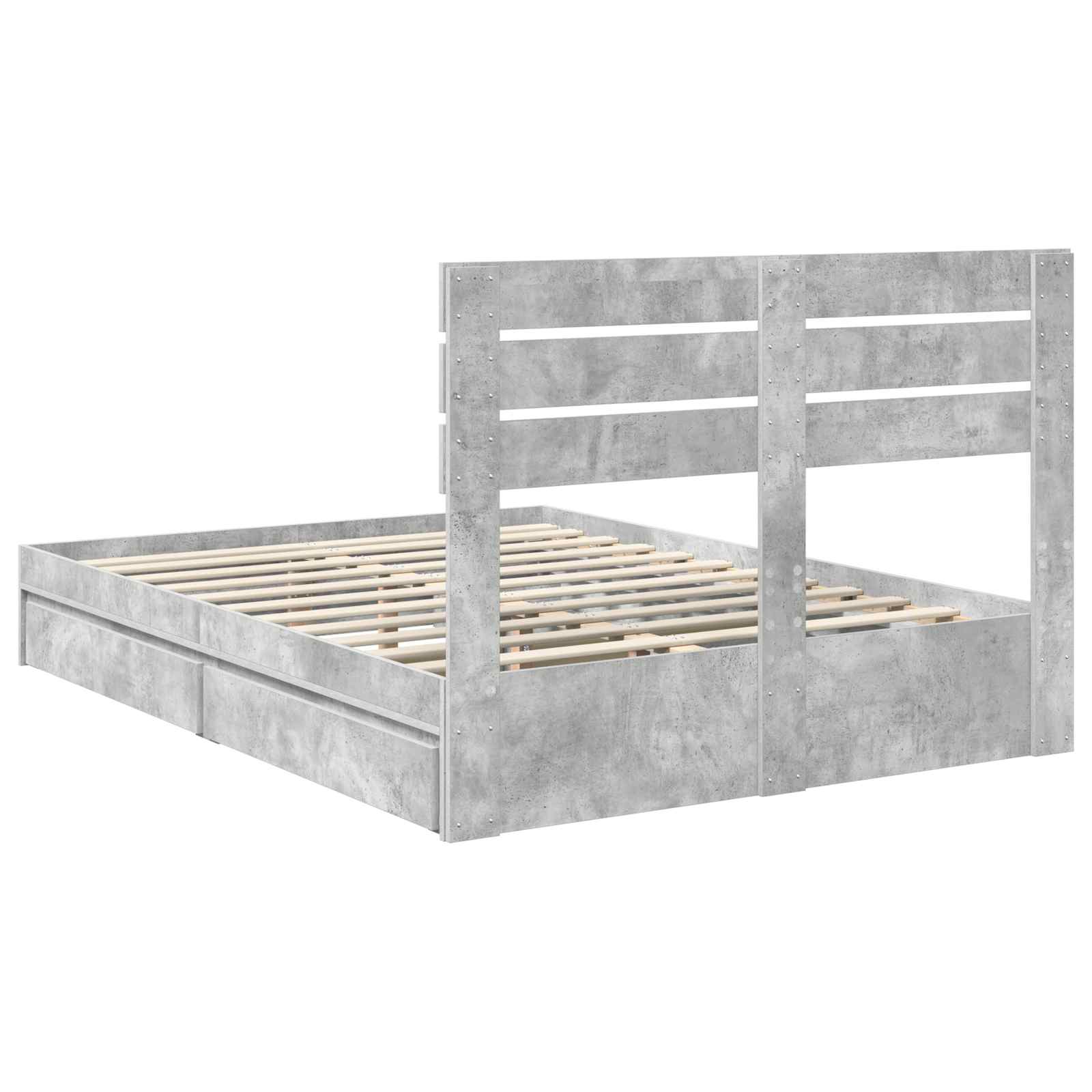 Lit de Rangement Gris béton 150 x 200 cm Bois d'ingénierie - XIOS