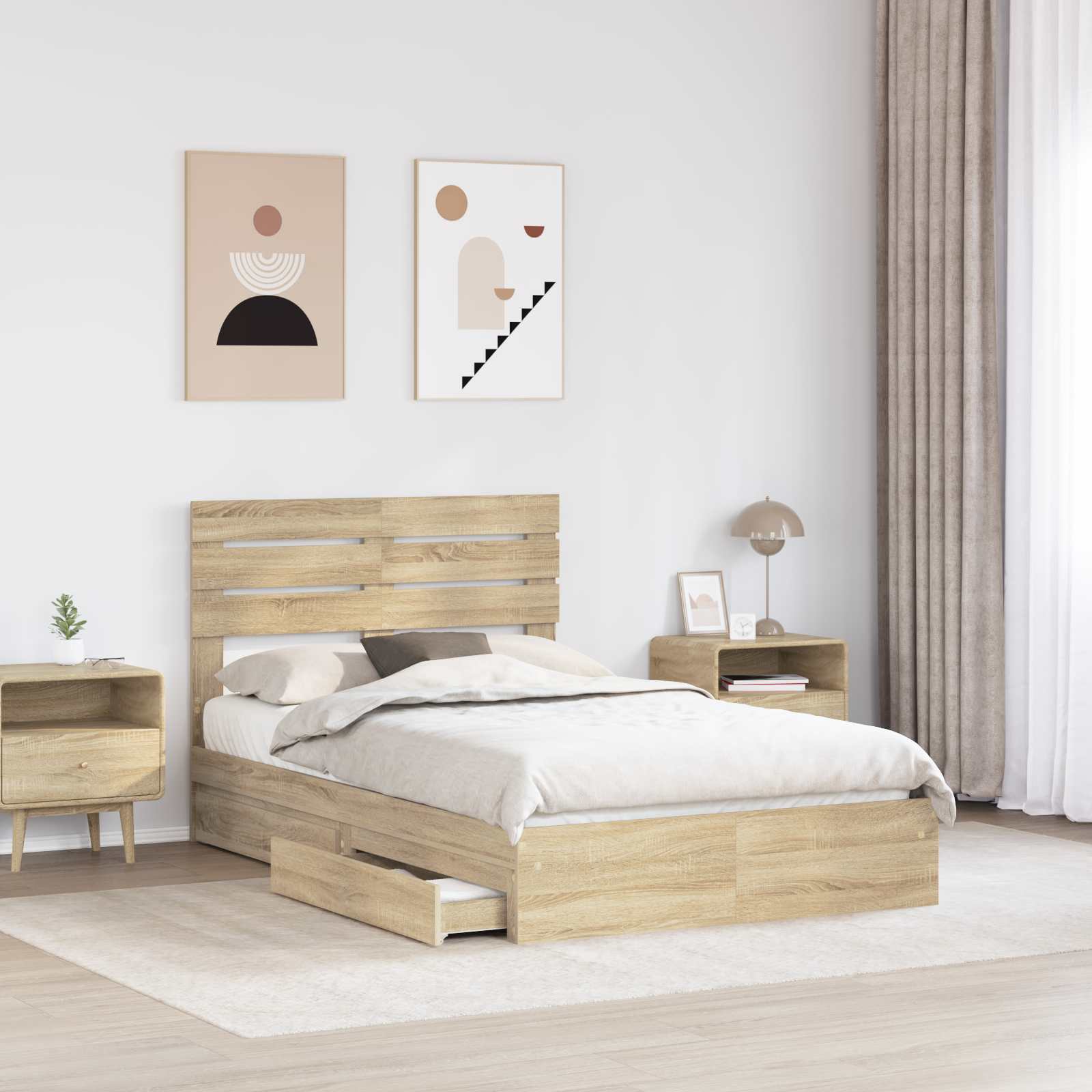 Lit de Rangement Chêne Sonoma 135 x 190 cm Bois d'ingénierie - XIOS