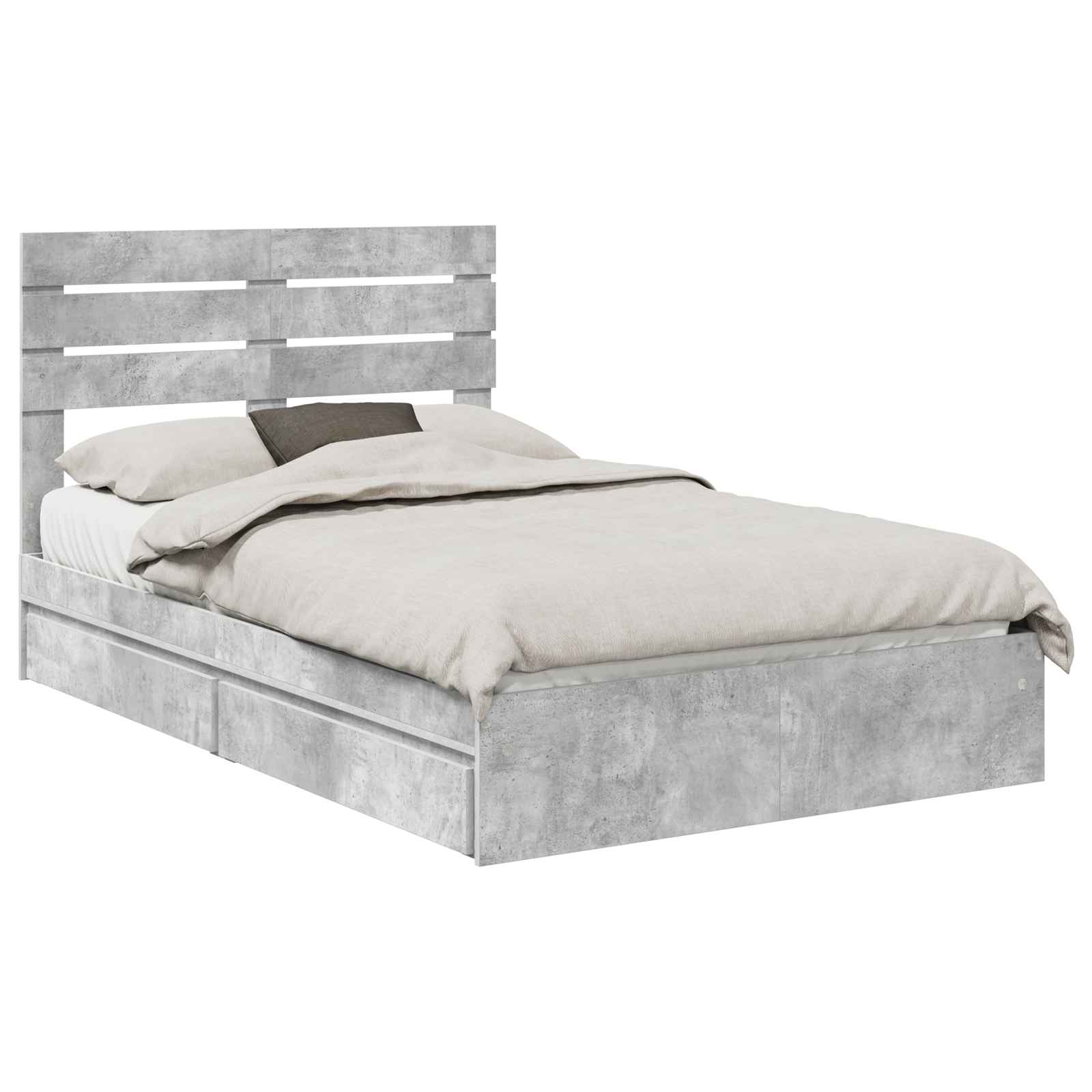 Lit de Rangement Gris béton 135 x 190 cm Bois d'ingénierie - XIOS