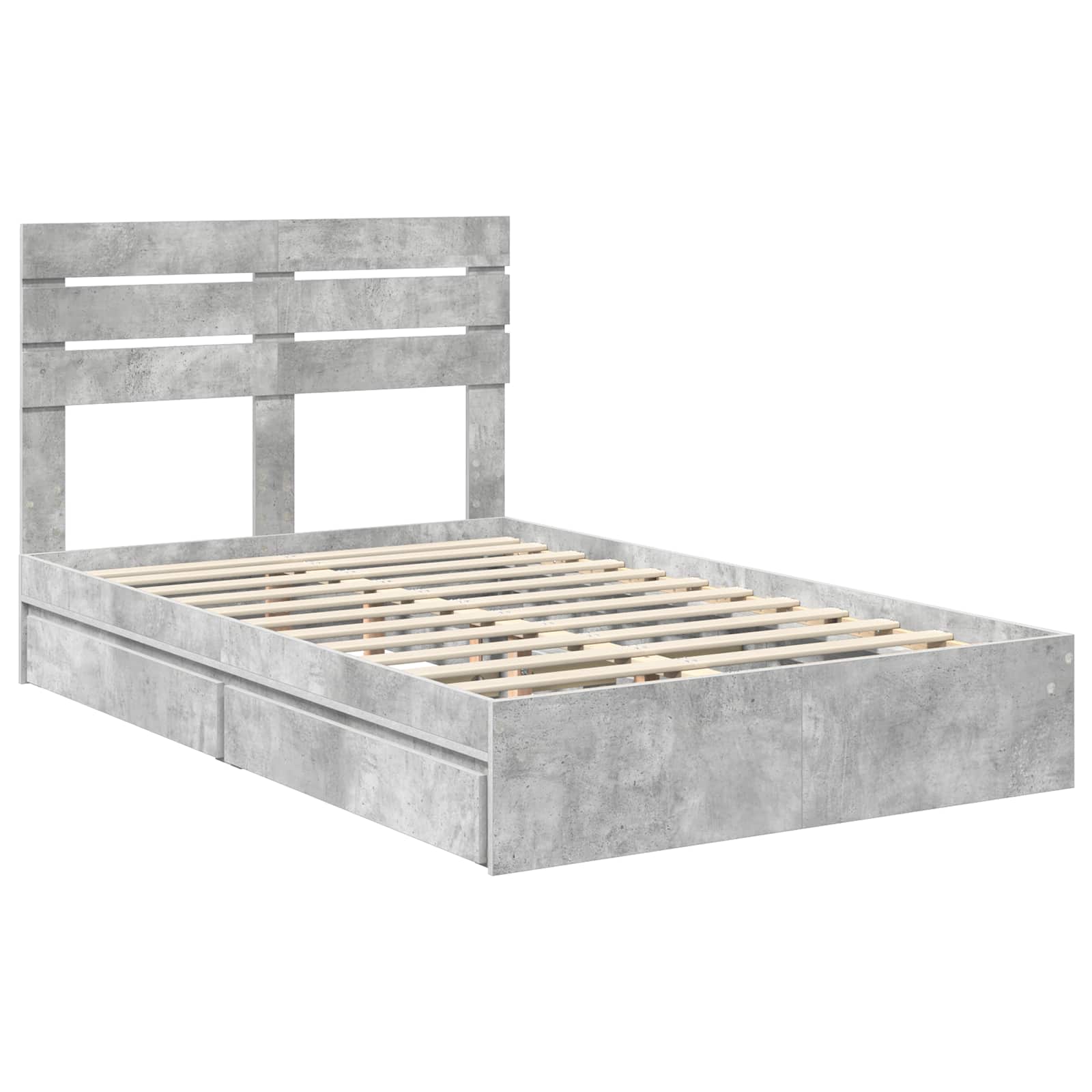 Lit de Rangement Gris béton 135 x 190 cm Bois d'ingénierie - XIOS
